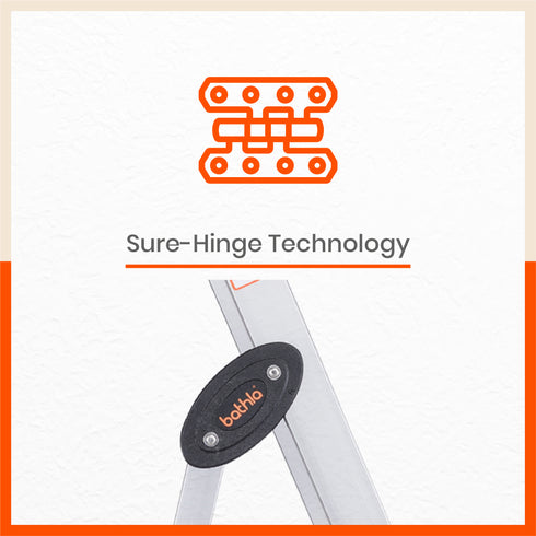 Bathla Prime 3 - Step Aluminium Ladder for Home with Multi Utility Support Handle - Black