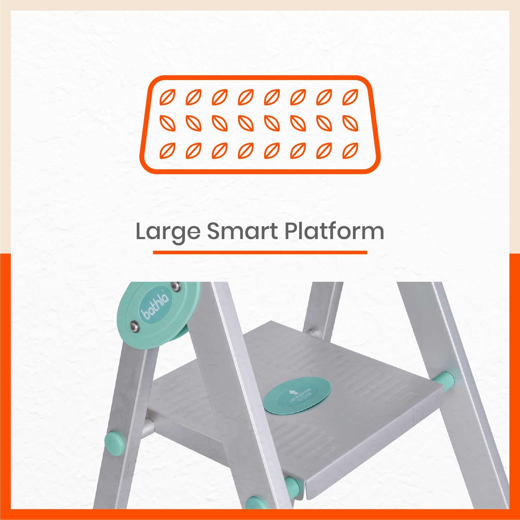 Bathla Prime 4 - Step Aluminium Ladder for Home with Multi Utility Support Handle - Teal