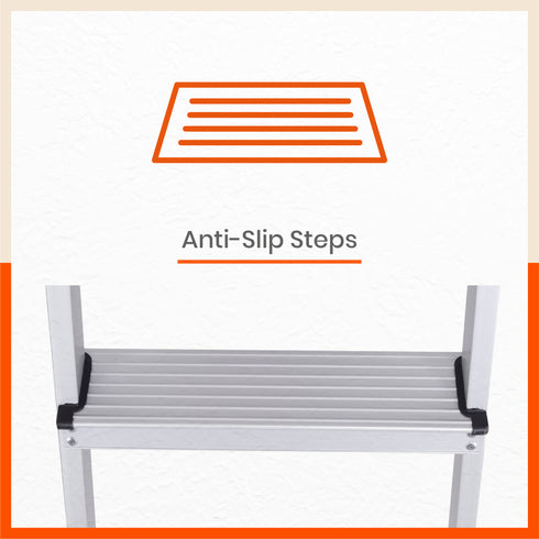 Bathla Prime 3 - Step Aluminium Ladder for Home with Multi Utility Support Handle - Black