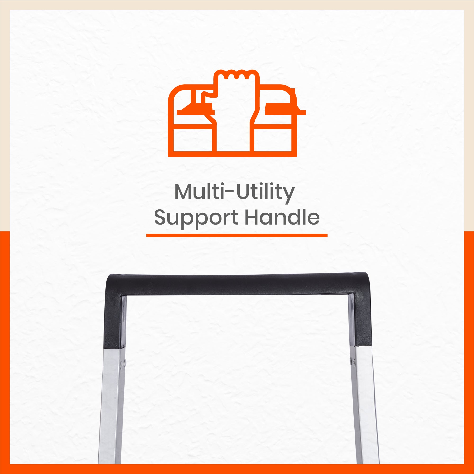 Bathla Prime 3 - Step Aluminium Ladder for Home with Multi Utility Support Handle - Black