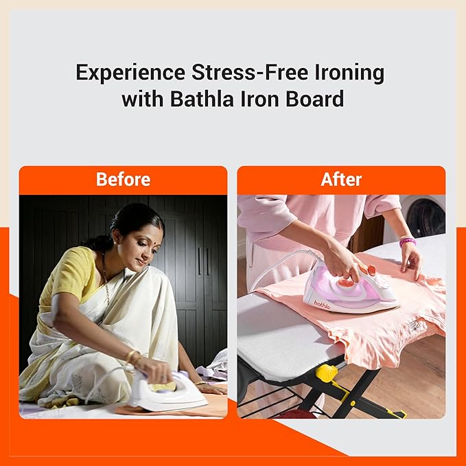 Bathla X-Pres Ace - Foldable Ironing Board For Home (Black & Yellow)