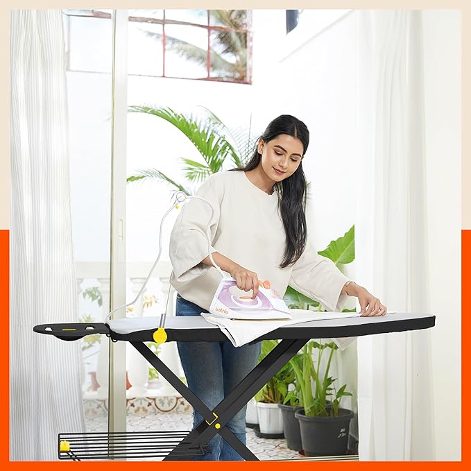 Bathla X-Pres Ace - Foldable Ironing Board For Home (Black & Yellow)
