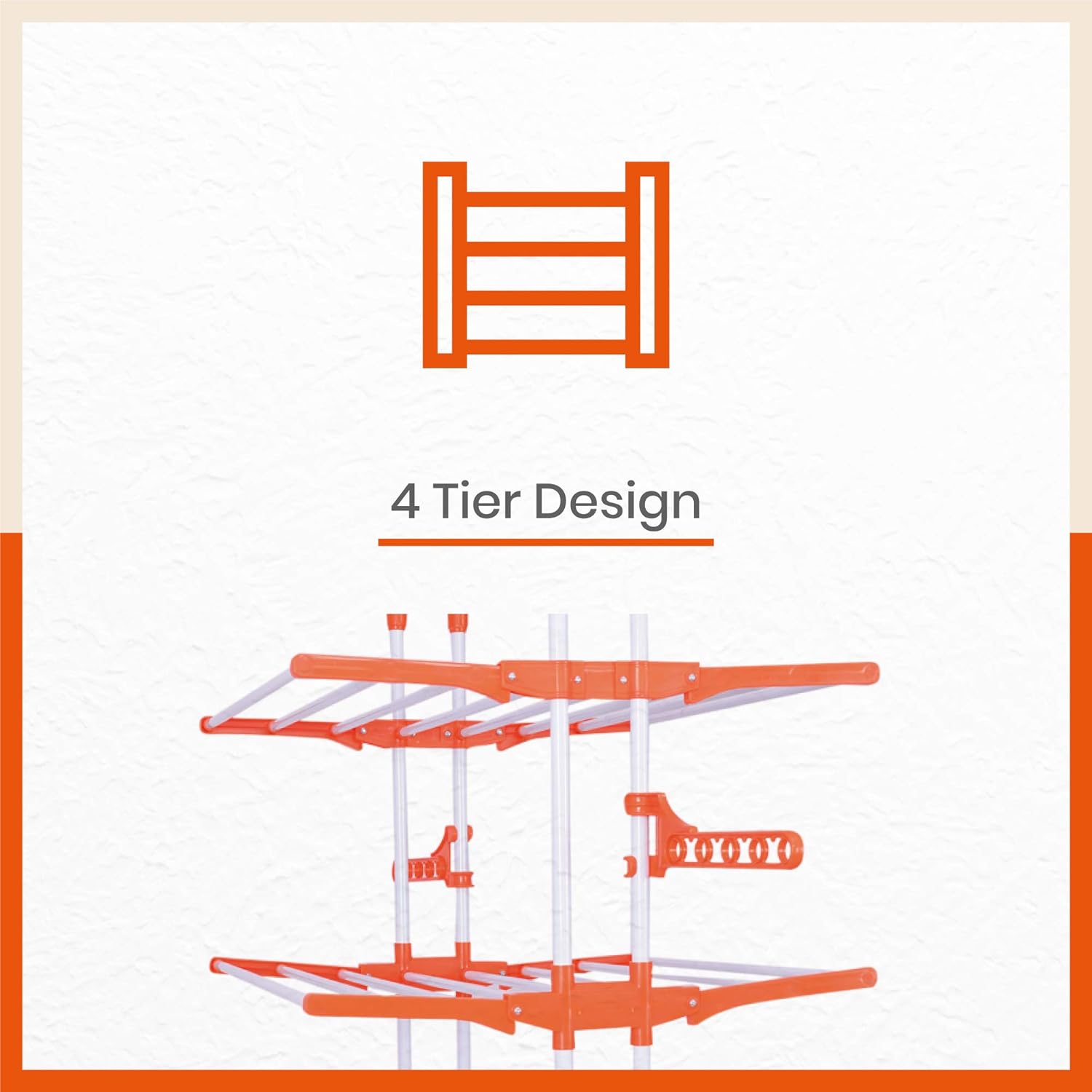 Bathla Mobidry Giga 4 Level Alloy Steel Modular Cloth Drying Stand (Orange, Extra-Large)