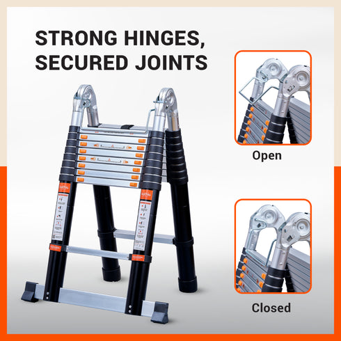Bathla X-TEND 20.5 ft A-Type Foldable Aluminium Telescopic Ladder | Made in India (18 Step - 6.3 Mtr)