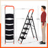 Bathla Ascend 5 Step Heavy Duty Steel Ladder for Home - Orange & Black