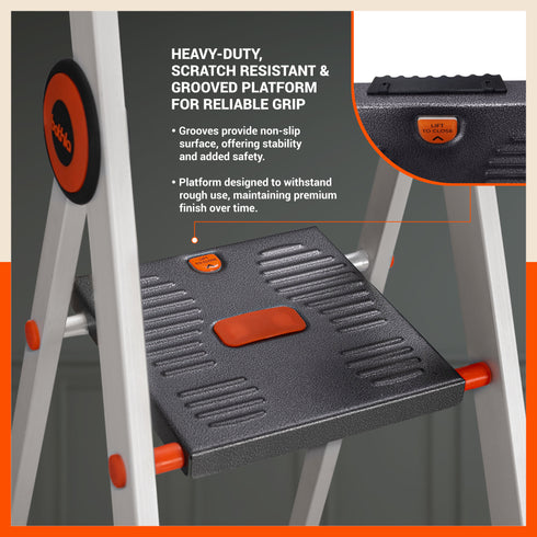 Bathla Advance Pro 8-Step Foldable Aluminium Ladder for Home | Heavy Duty & Anti-Slip Steps | 7 Year Manufacturer Warranty