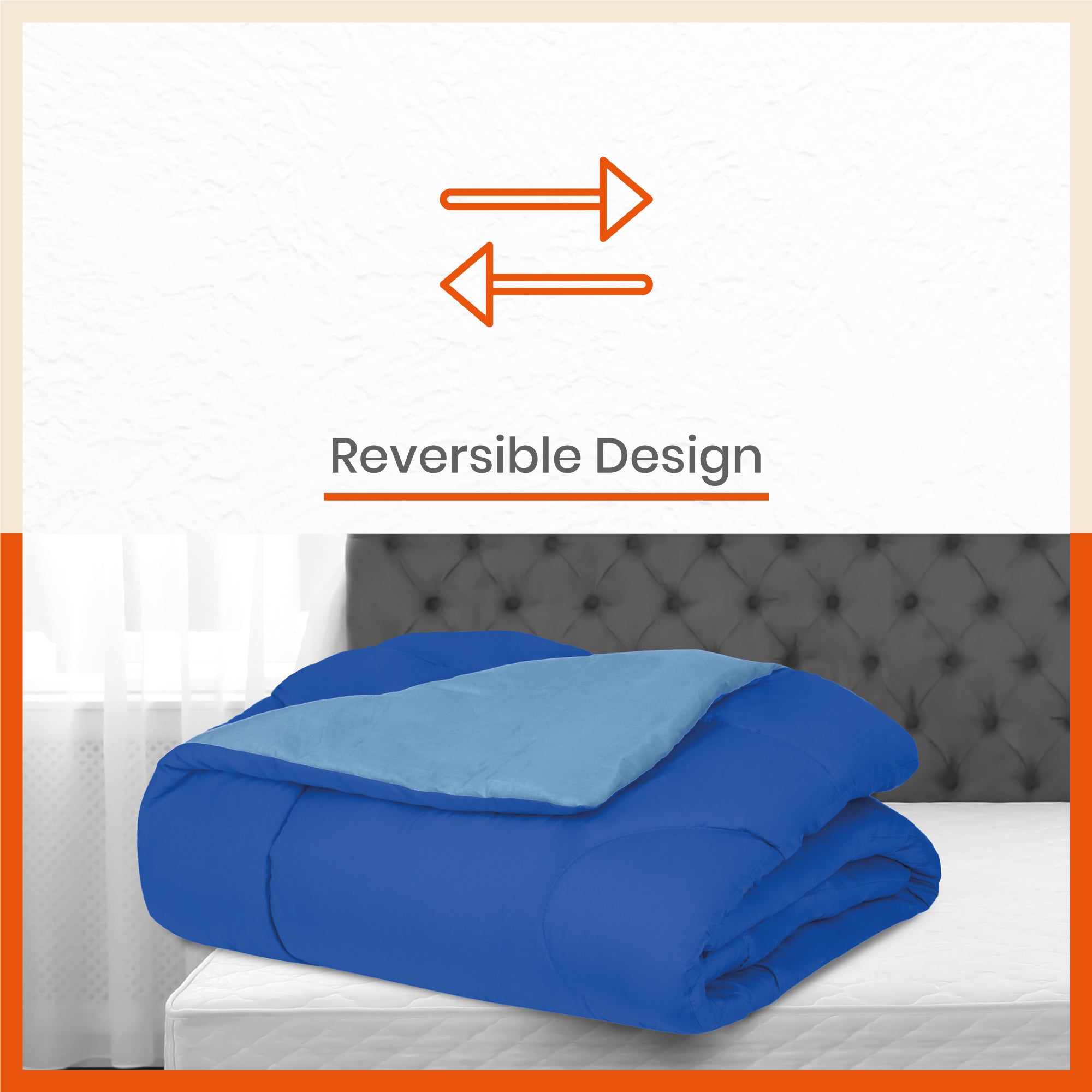 ELVA Reversible Microfiber Comforter / Blanket / Quilt / Duvet for Home | Single – Sky Blue & Blue - 200 GSM