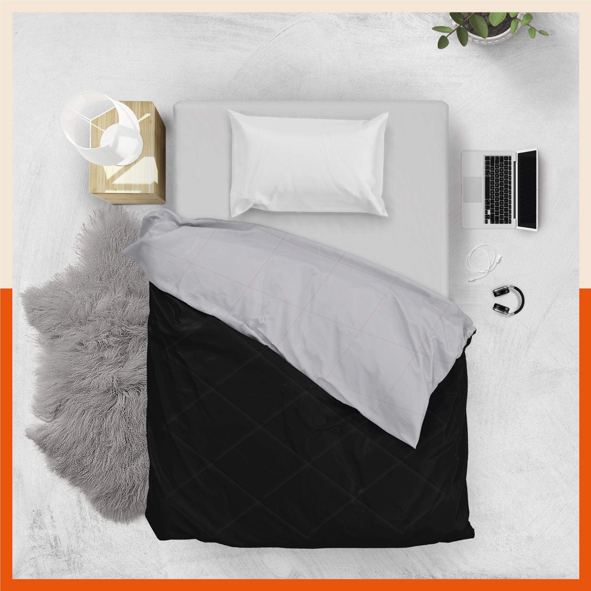 ELVA Reversible Microfiber Comforter / Blanket / Quilt / Duvet For Home | Single – Black & Grey - 200 GSM