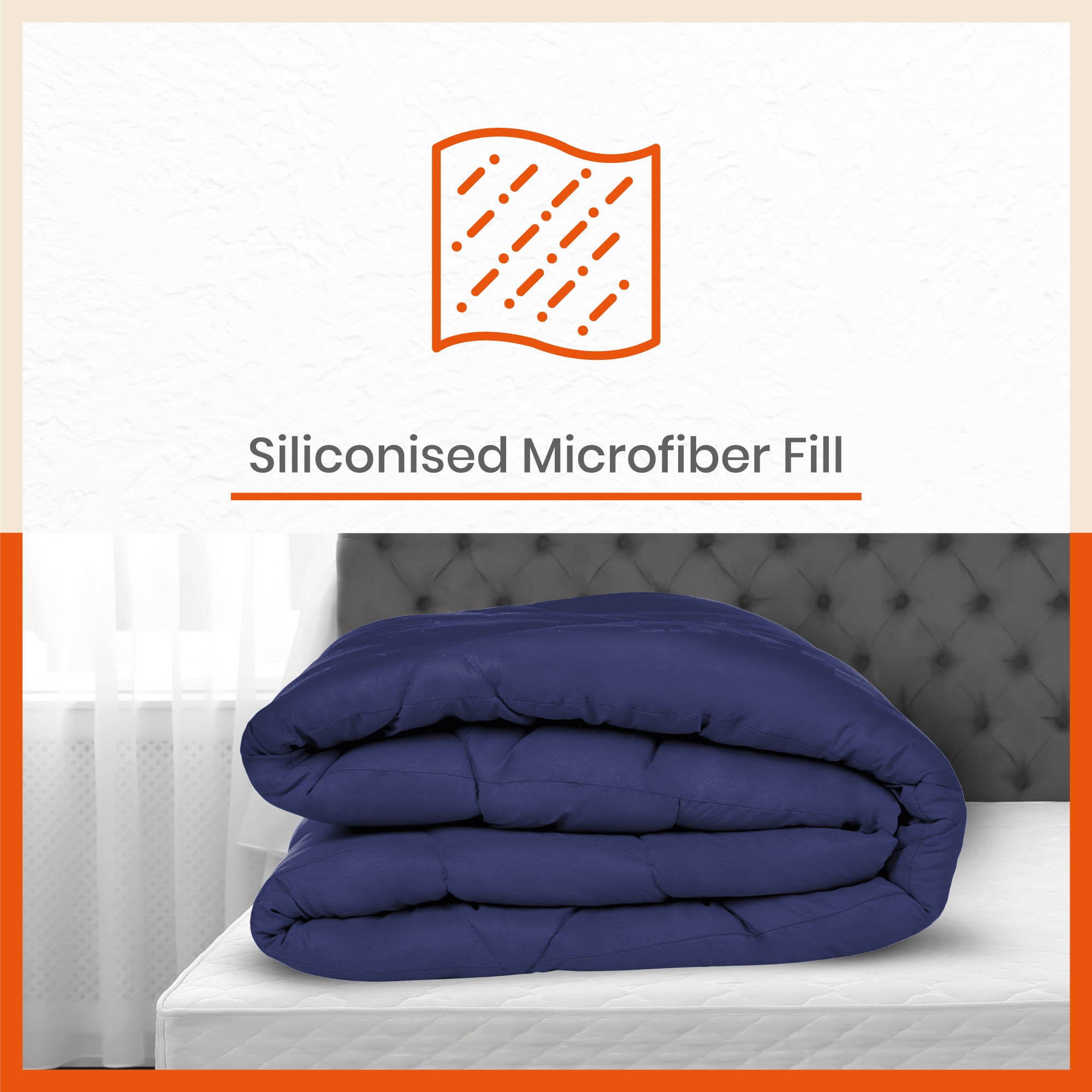 ELVA Reversible Microfiber Comforter / Blanket / Quilt / Duvet For Home | Single – Navy & Grey - 200 GSM
