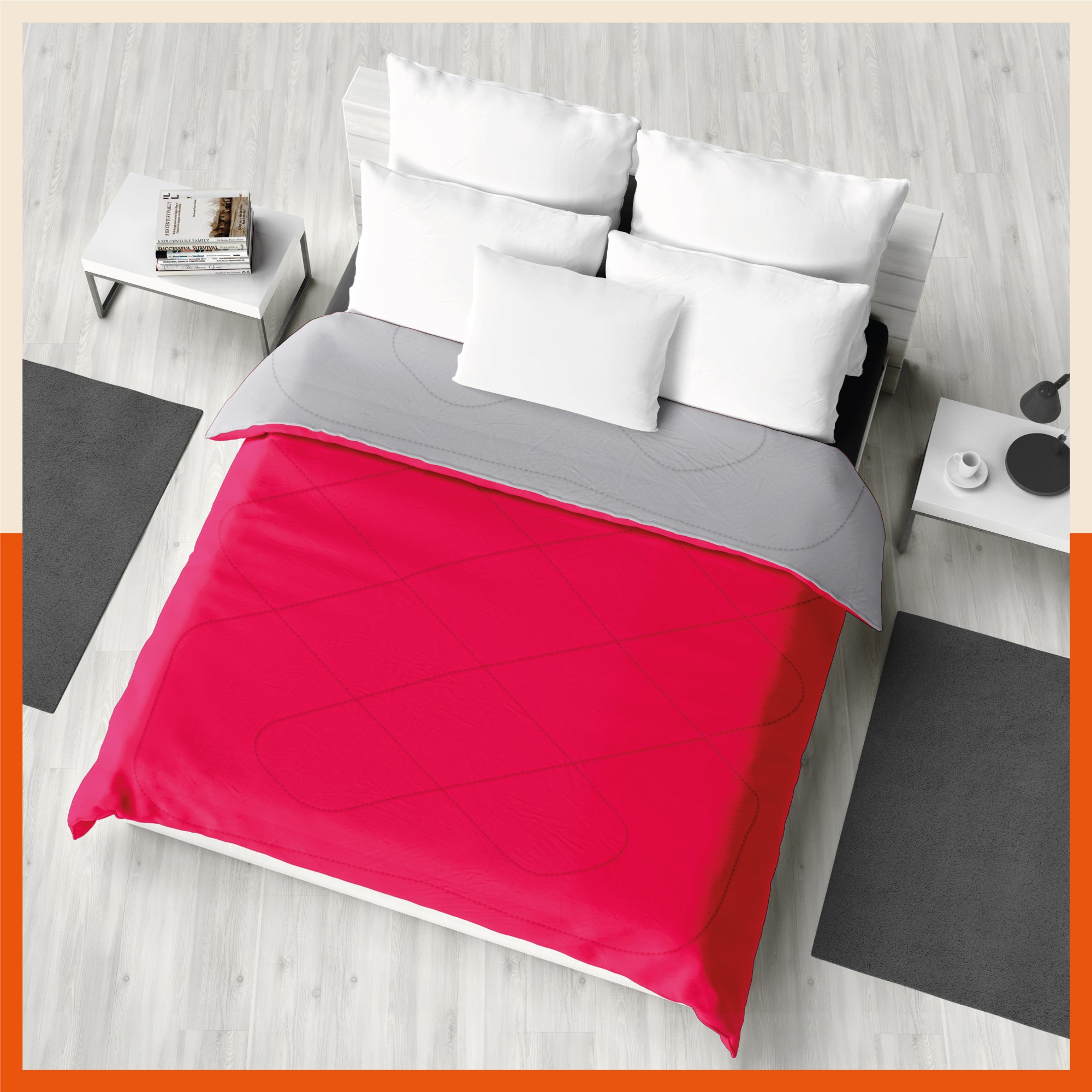 ELVA Reversible Microfiber Comforter / Blanket / Quilt / Duvet For Home | Double – Pink & Grey - 200 GSM