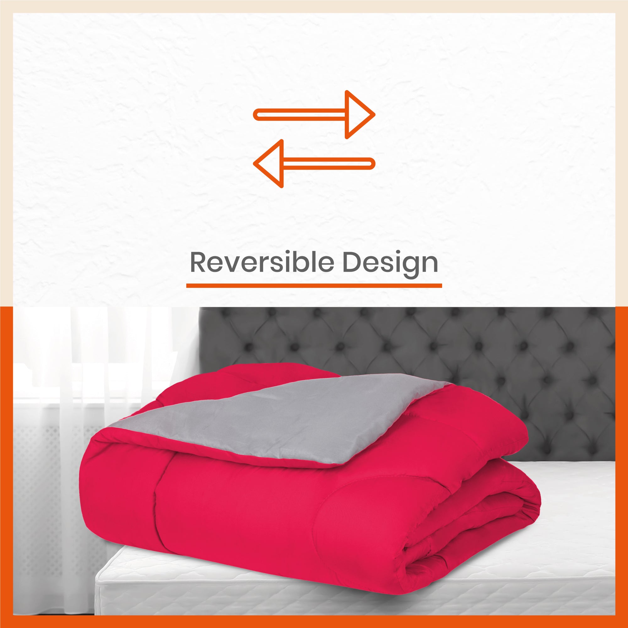 ELVA Reversible Microfiber Comforter / Blanket / Quilt / Duvet For Home | Single – Pink & Grey - 200 GSM