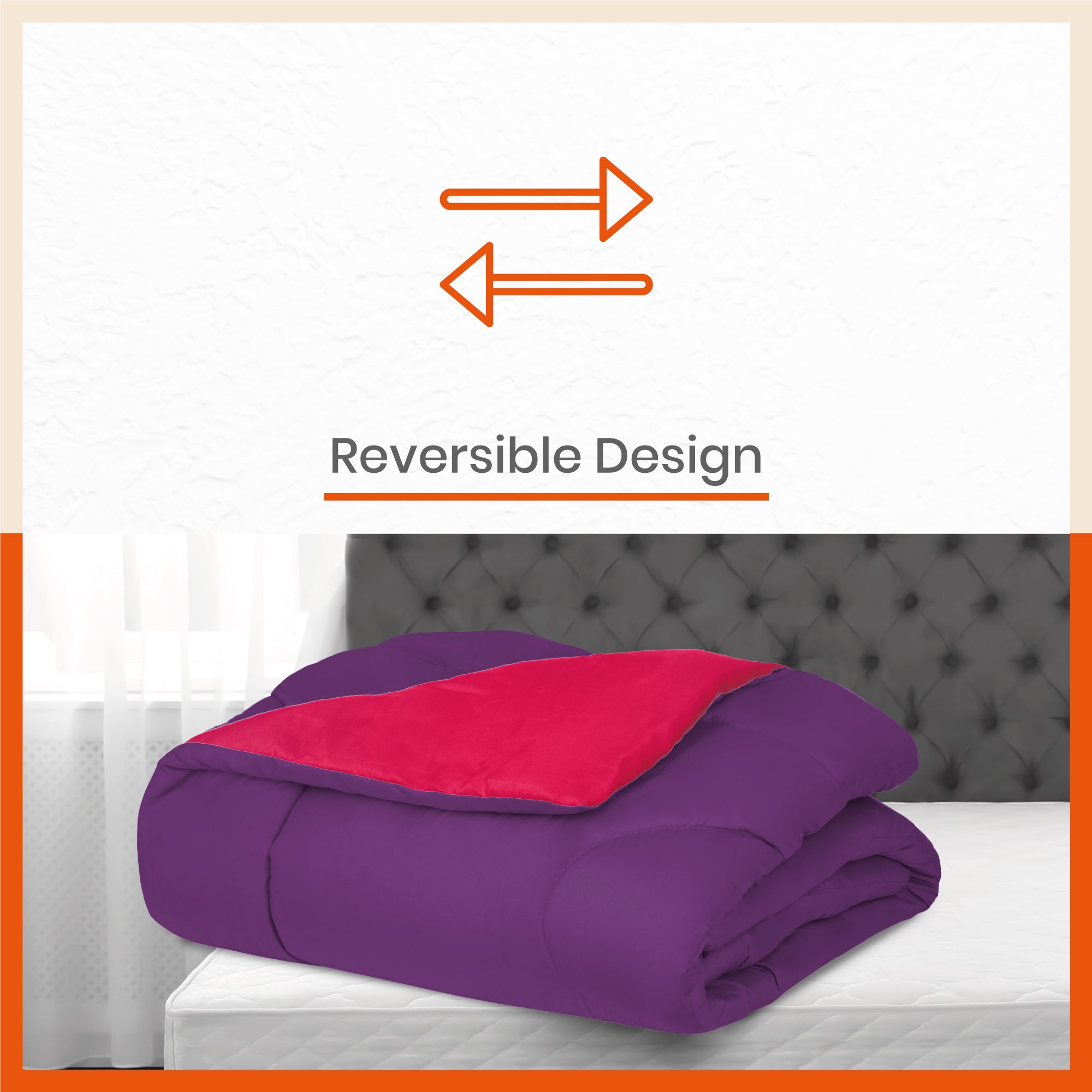 ELVA Reversible Microfiber Comforter / Blanket / Quilt / Duvet For Home | Single – Red & Purple - 200 GSM