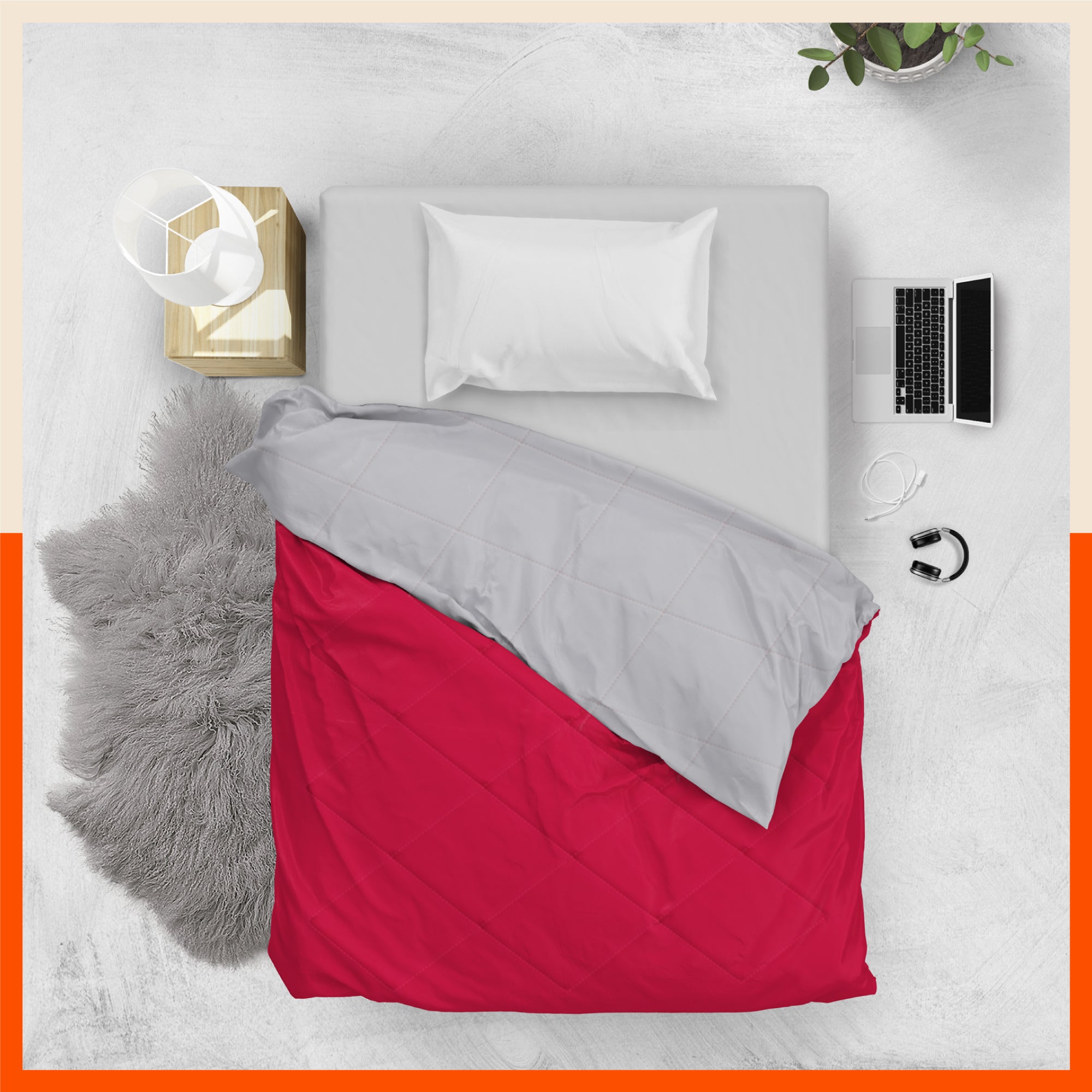 ELVA Reversible Microfiber Comforter / Blanket / Quilt / Duvet For Home | Single Red & Grey - 200 GSM