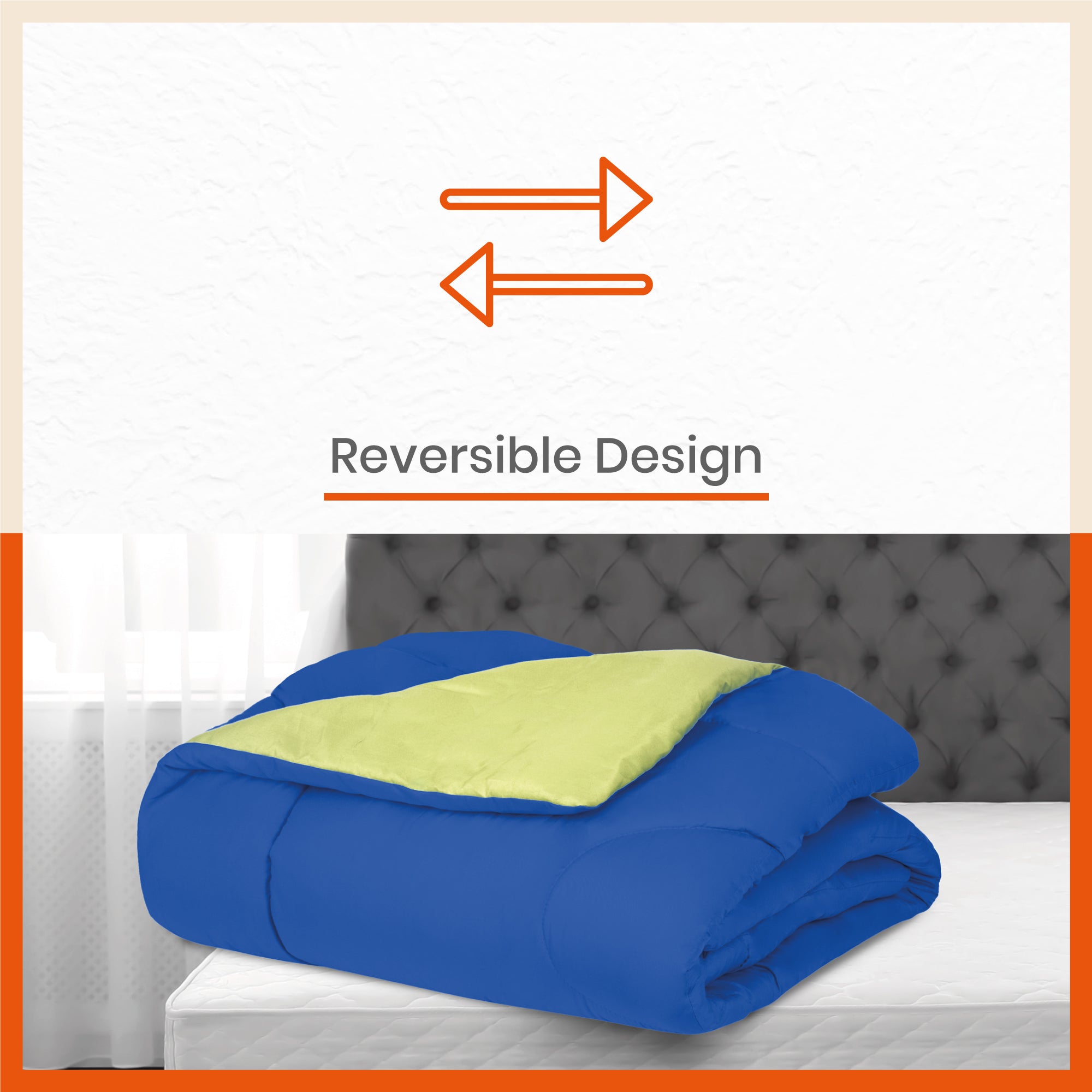 ELVA Reversible Microfiber Comforter / Blanket / Quilt / Duvet For Home | Double – Lime & Sky Blue - 200 GSM