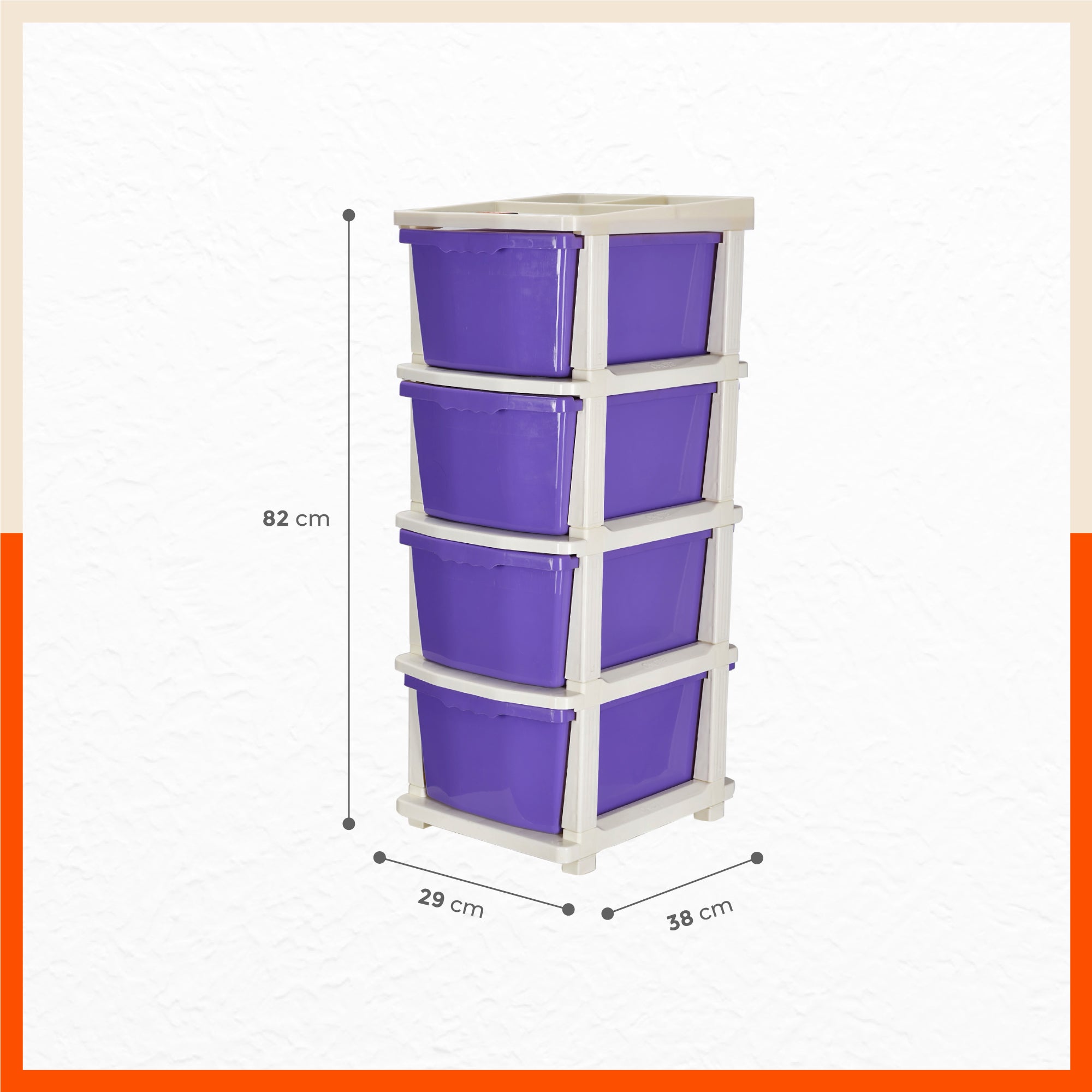 Stomo 4 Drawer Multi-Purpose Storage Organizer for Home and Office (Purple)