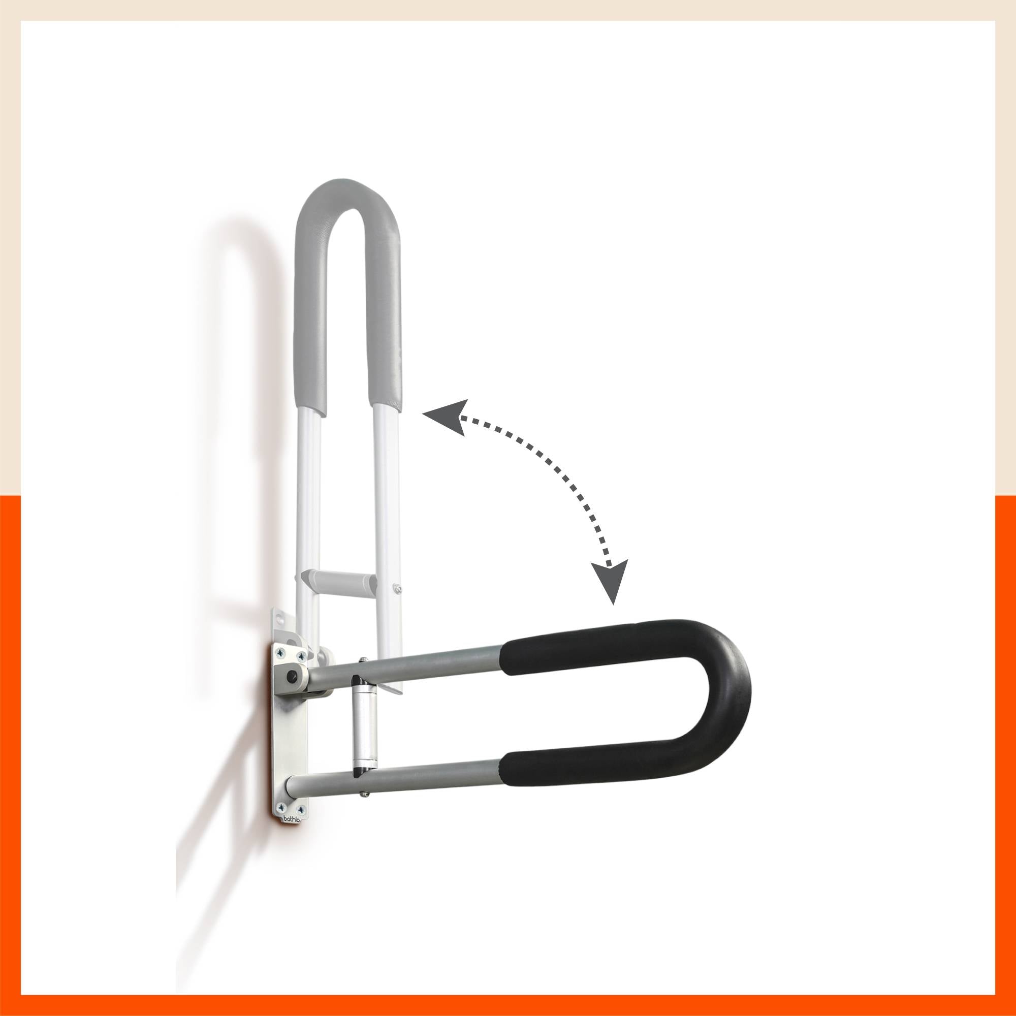 Bathla Assist+ Grip Wall Mounted Flip-up Aluminum Grab Bar Non-Slip Bathroom Safety Handle with Soft Grip Easy Installation, Rust-Resistant for