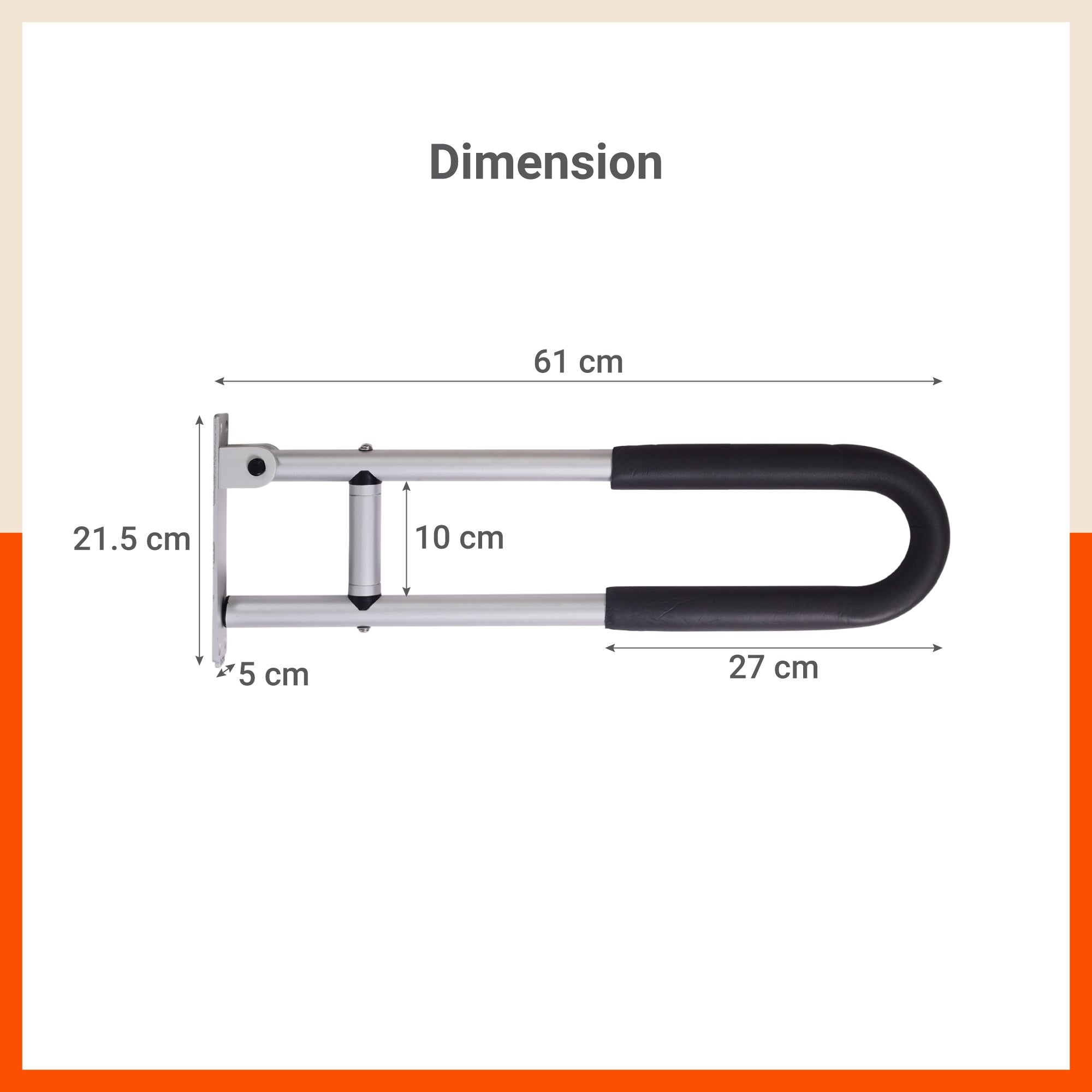 Bathla Assist+ Grip Wall Mounted Flip-up Aluminum Grab Bar | Non-Slip Bathroom Safety Handle with Soft Grip | Easy Installation, Rust-Resistant | for The Elderly, Disabled & Pregnant Women