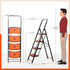 Bathla Boost Rhino 4 - Step Foldable Steel Ladder For Home (Black + Orange)