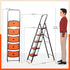 Bathla Boost Rhino 5 - Step Foldable Steel Ladder For Home (Black + Orange)