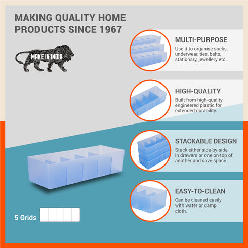 Stomo Dori Multi-Purpose Stackable Drawer Organizer For Home | Ocean - Set of 8