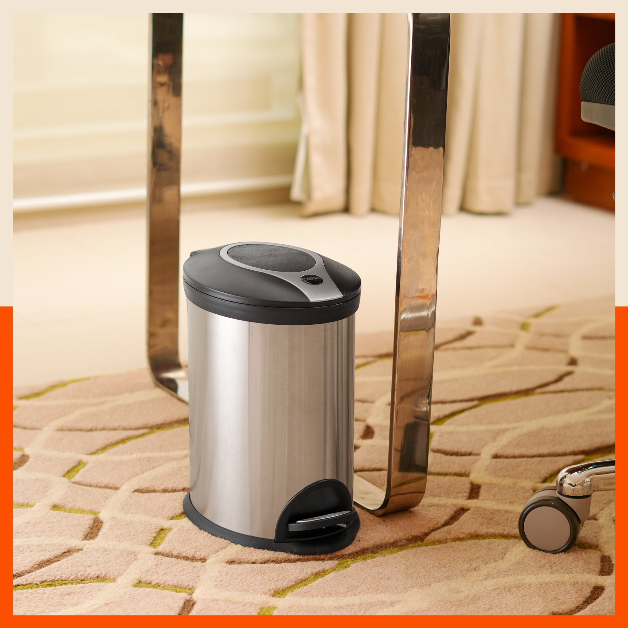 Bathla Contempo Stainless Steel Pedal Step Dustbin For Home - Small (5 L)