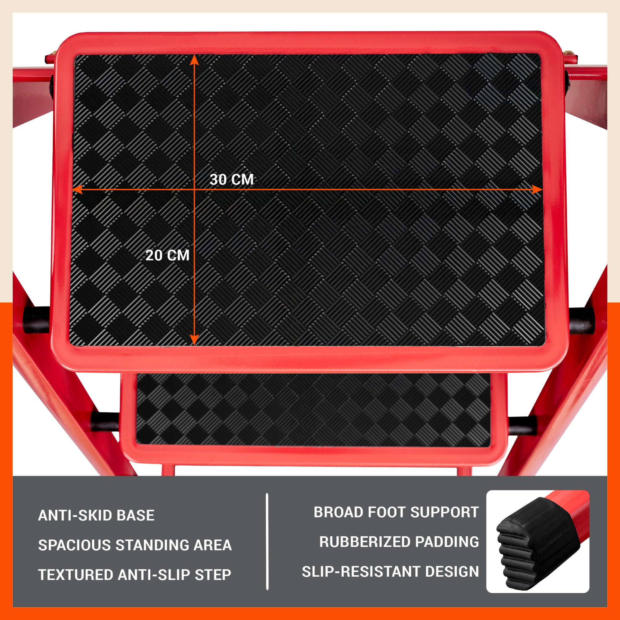 Bathla Everest 6 Step Steel Ladder with Safety Hand Grip | Durable & Anti-Skid | Lightweight & Foldable for Home & Office Use | 2 Year Manufacturer Warranty (Red)