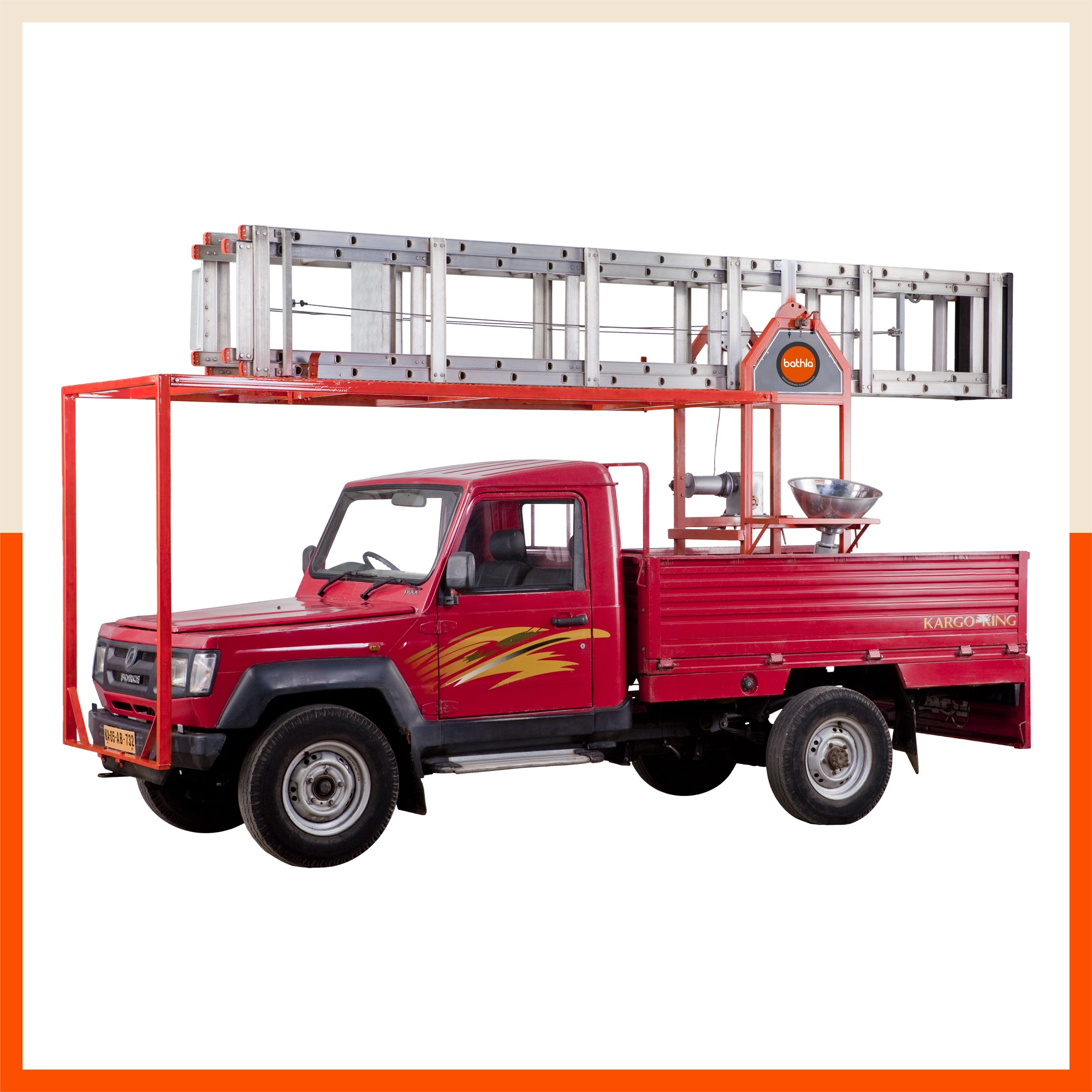 Bathla JM 4100 Jeep Mounted Ladder I Beam ‘D’ Rung (225mm) with Winch & Tilting Mechanism
