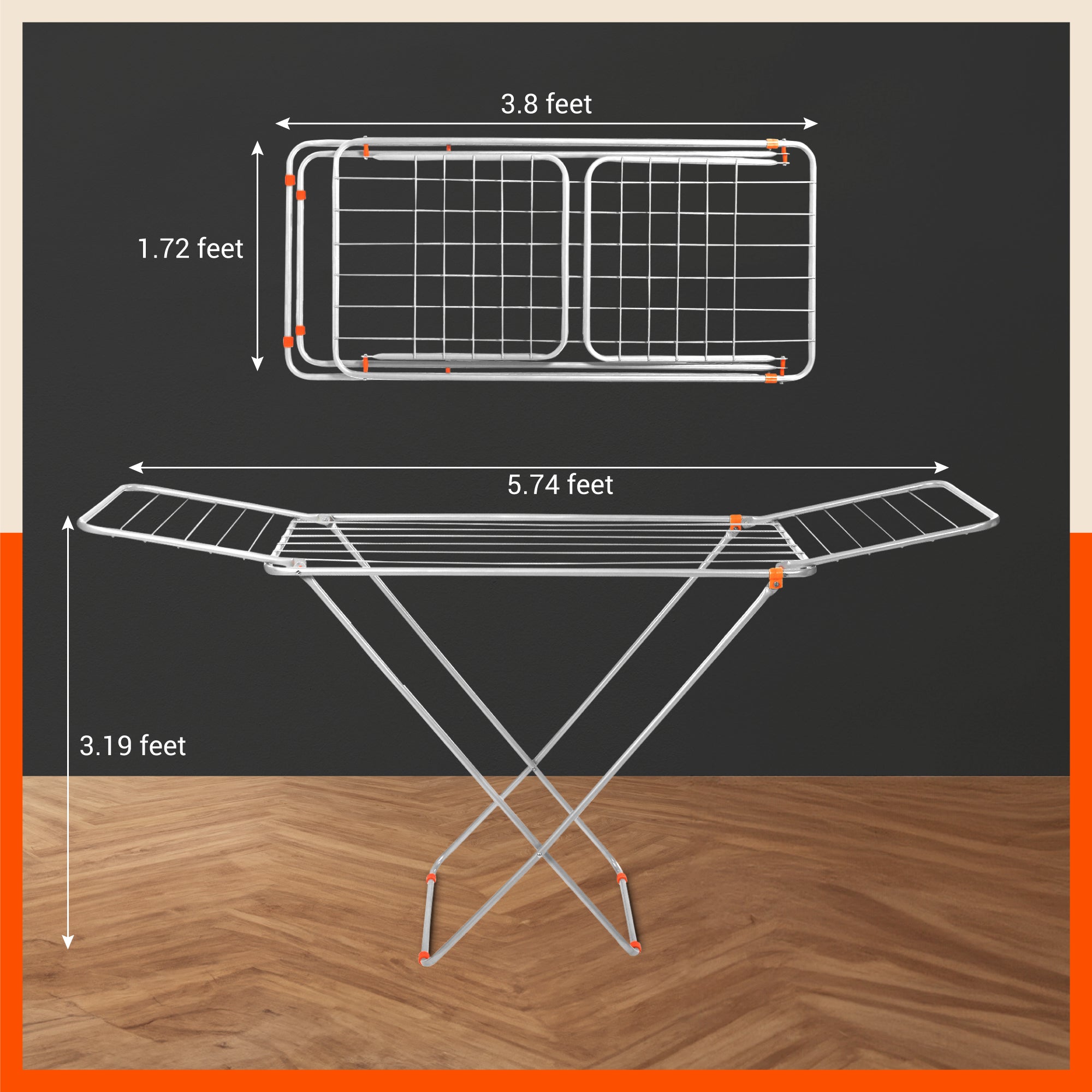 Bathla Mobidry Aero Steel Foldable Clothes Drying Stand | Heavy Duty, Lightweight | 1 Year Warranty