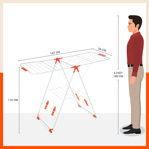 Bathla Mobidry Neo - Foldable Cloth Drying Stand For Home (Orange)
