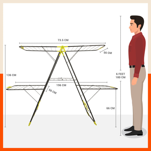 Bathla Mobidry Neo+ 2 Level Foldable Cloth Drying Stand For Home - XL
