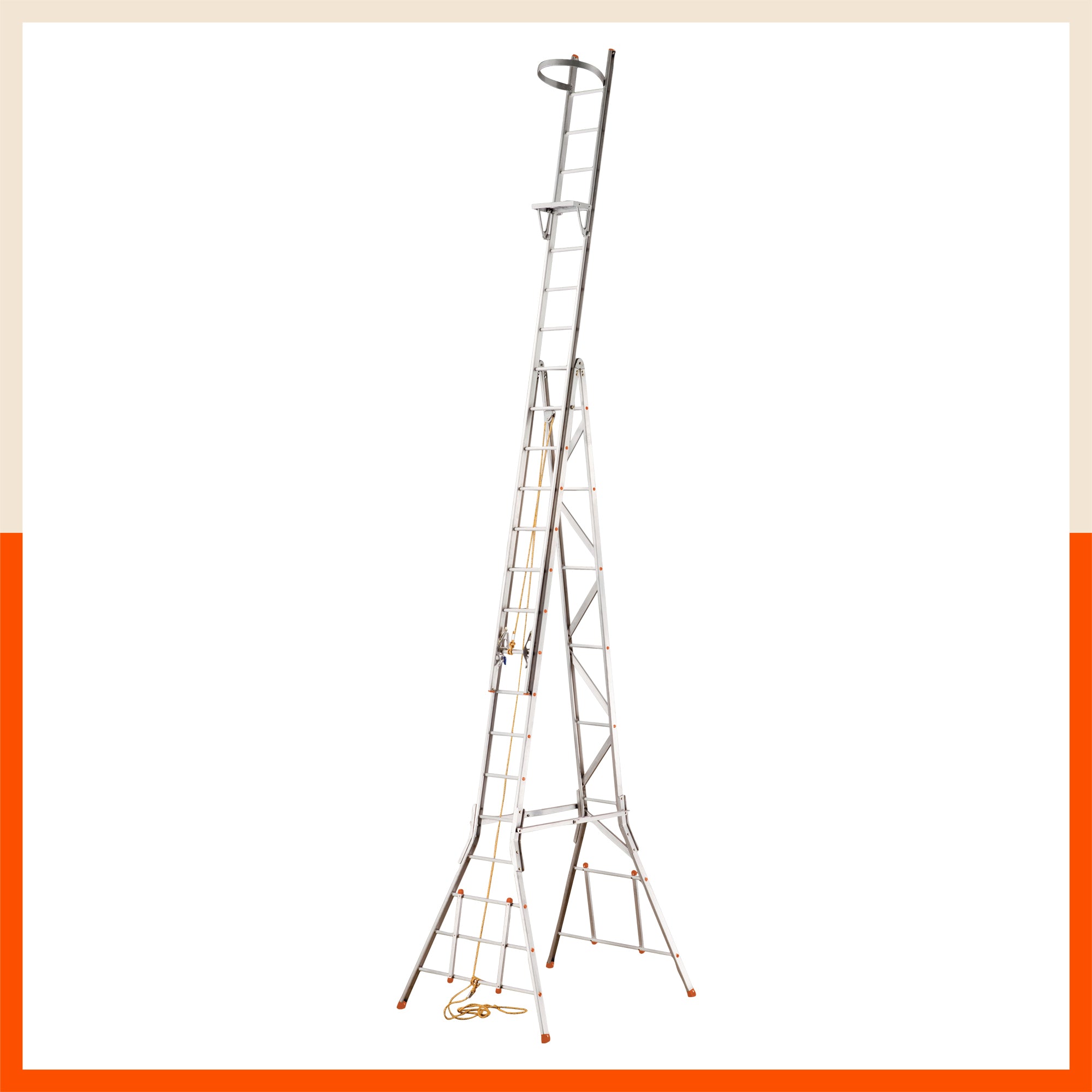 Bathla SE 1100 – Deluxe Self Supporting Ladder (‘C’ Section, Round Pipe) with Rope & Pulley System | Medium Duty, 125kg Load