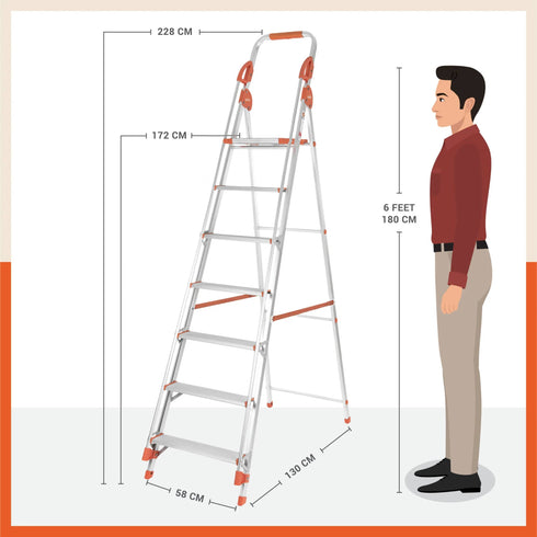 Bathla Zenith 7-Step Foldable Aluminium Ladder For Home