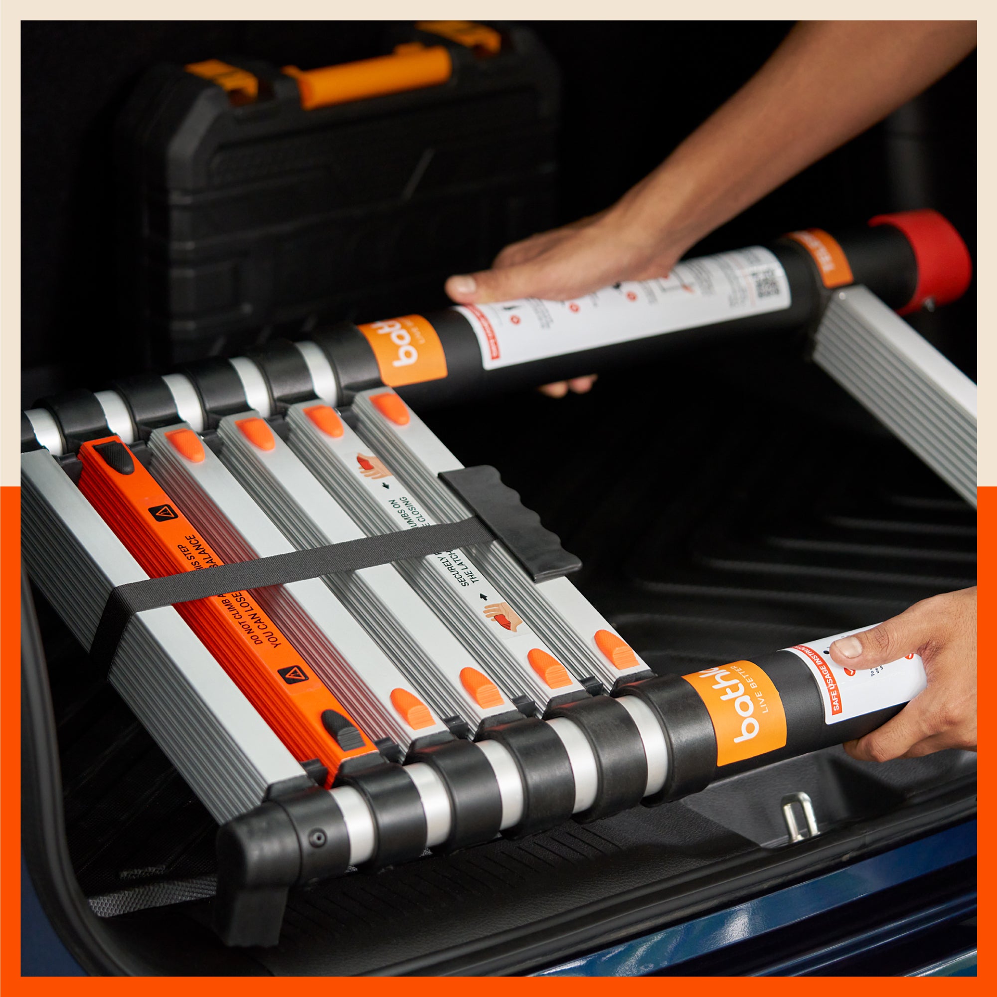 Bathla X-TEND 6.5 ft Aluminium Telescopic Ladder | Made in India (7 Step - 2 Mtr)