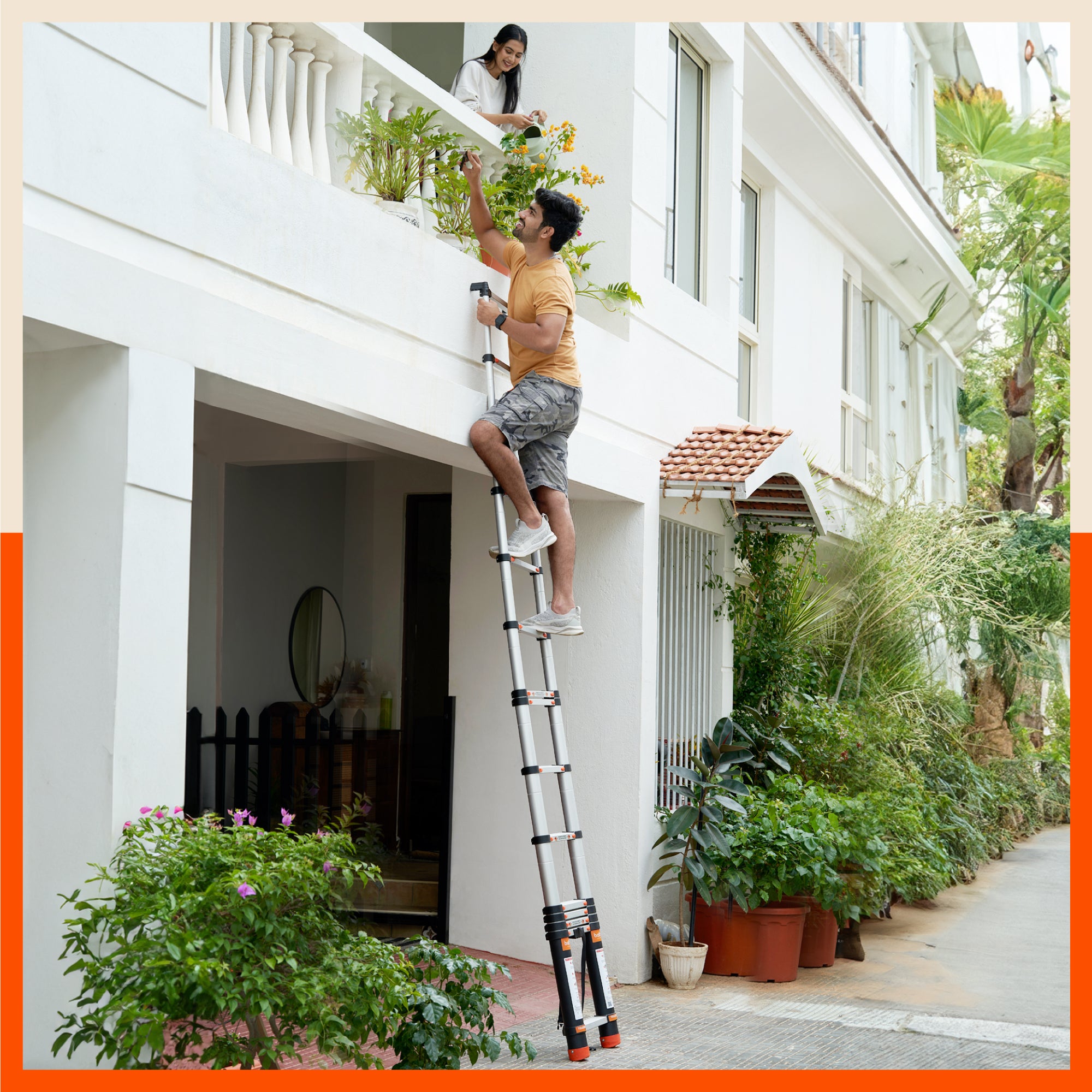 Bathla X-TEND 9.5 ft Aluminium Telescopic Ladder | Made in India (10 Step - 2.9 Mtr)