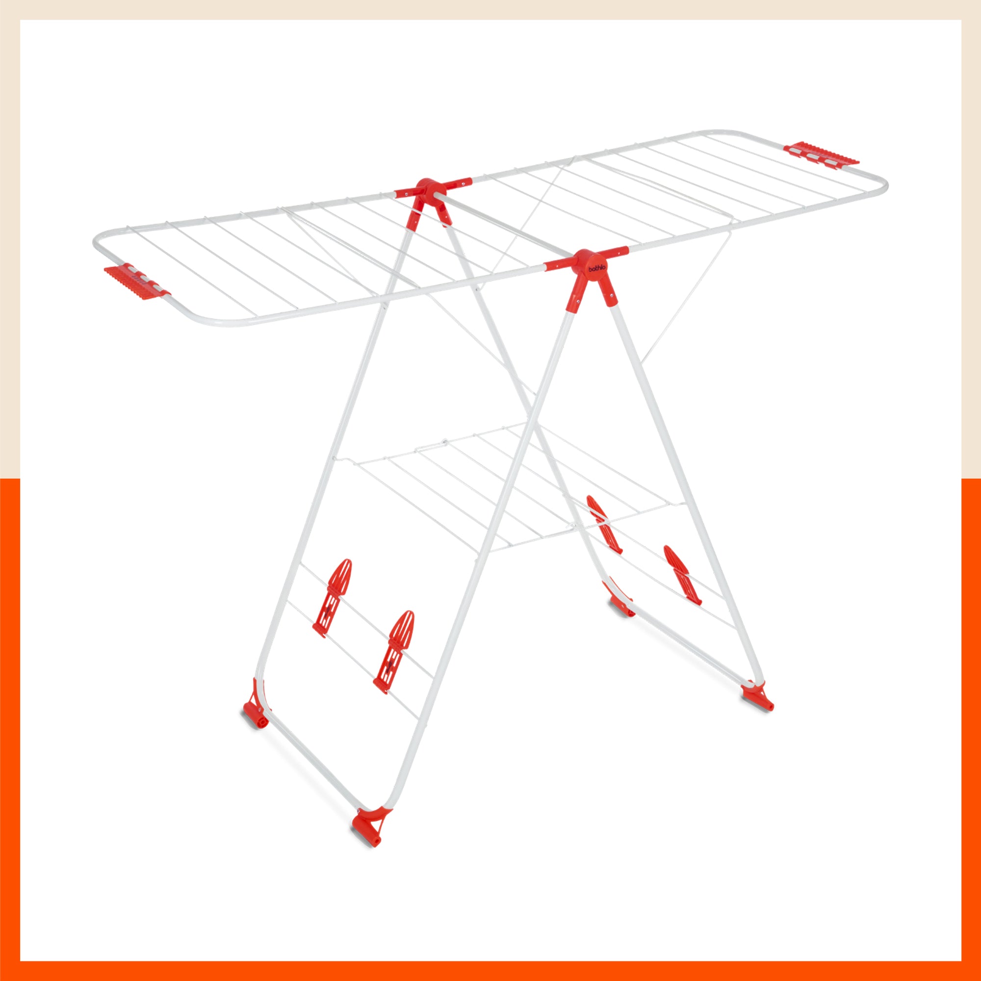 Foldable Cloth Drying Stand For Home (White Red) – Bathla Home