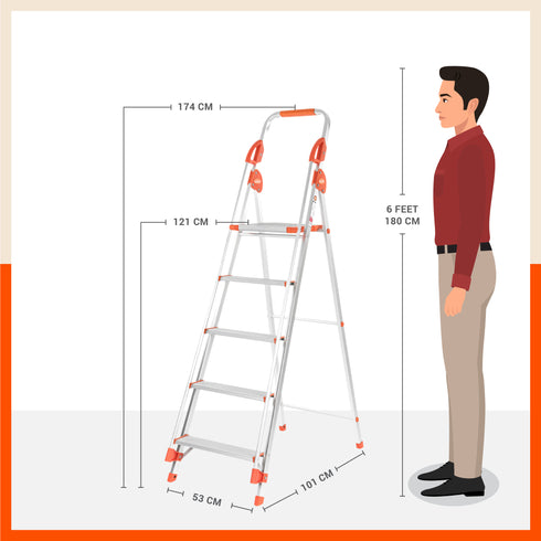 Bathla Zenith 5-Step Foldable Aluminium Ladder For Home