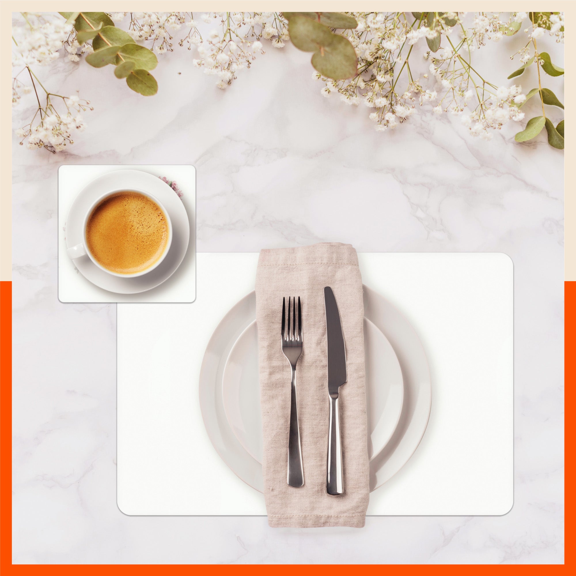 Polypropylene Table Mats & Coasters for Dining Table at Home (BLOSSOM - Set of 6)