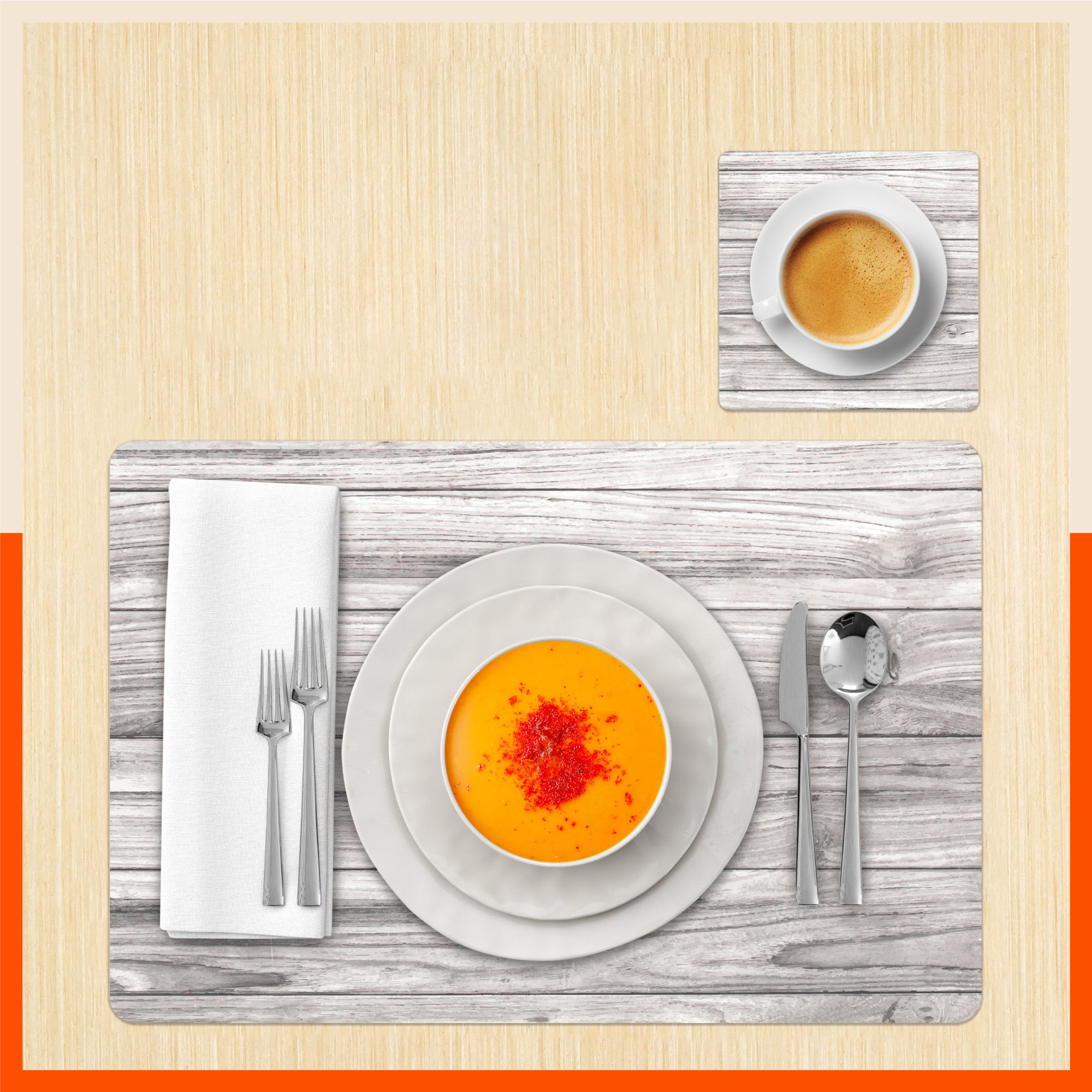 Polypropylene Table Mats & Coasters for Dining Table at Home (BALSA - Set of 6)