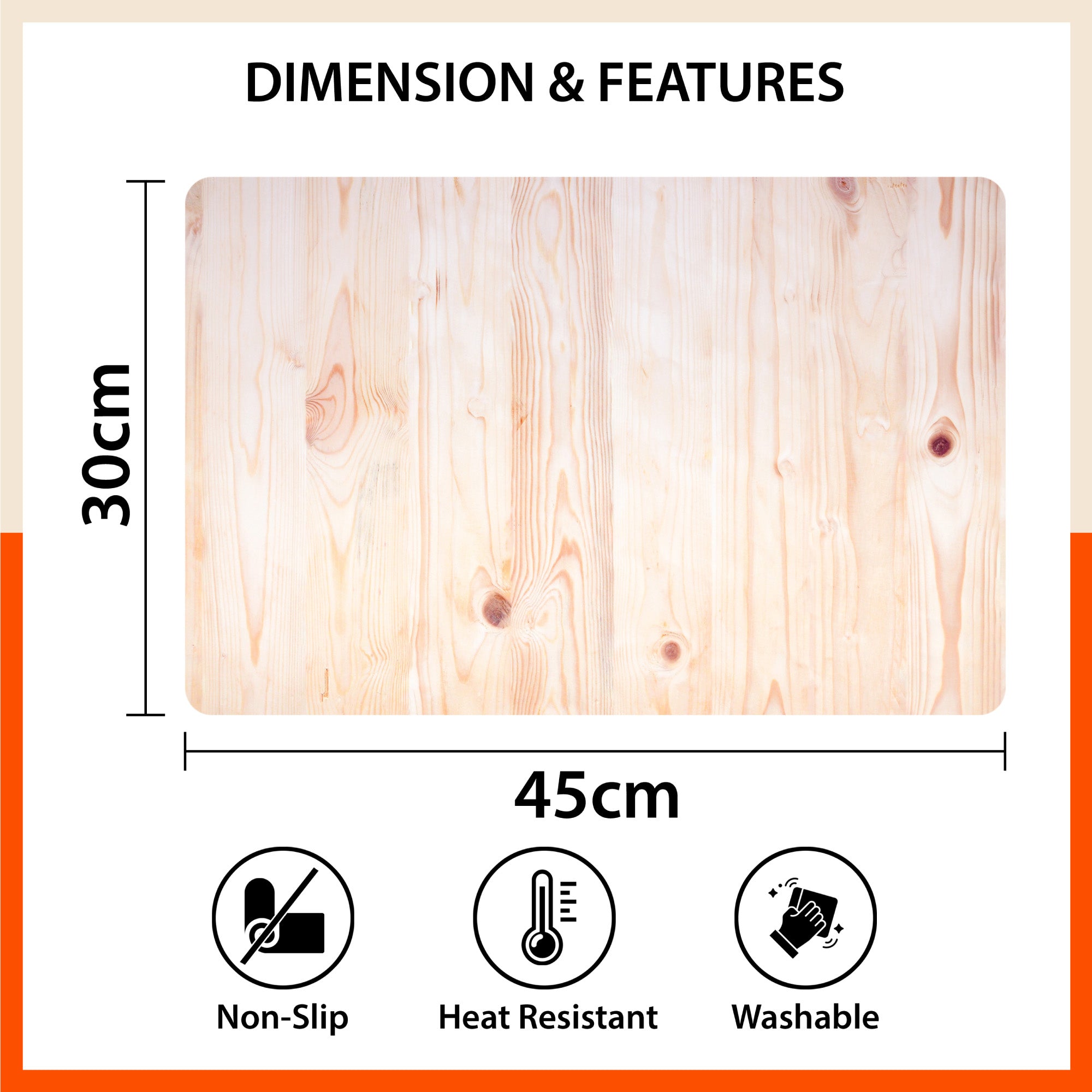 Polypropylene Table Mats & Coasters for Dining Table at Home (MAPLE - Set of 6)