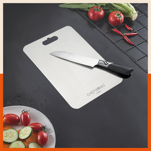 ENOX Stainless Steel Chopping Board | Medium For Home (Size: 200mm x 300mm, Thickness: 1.5mm)