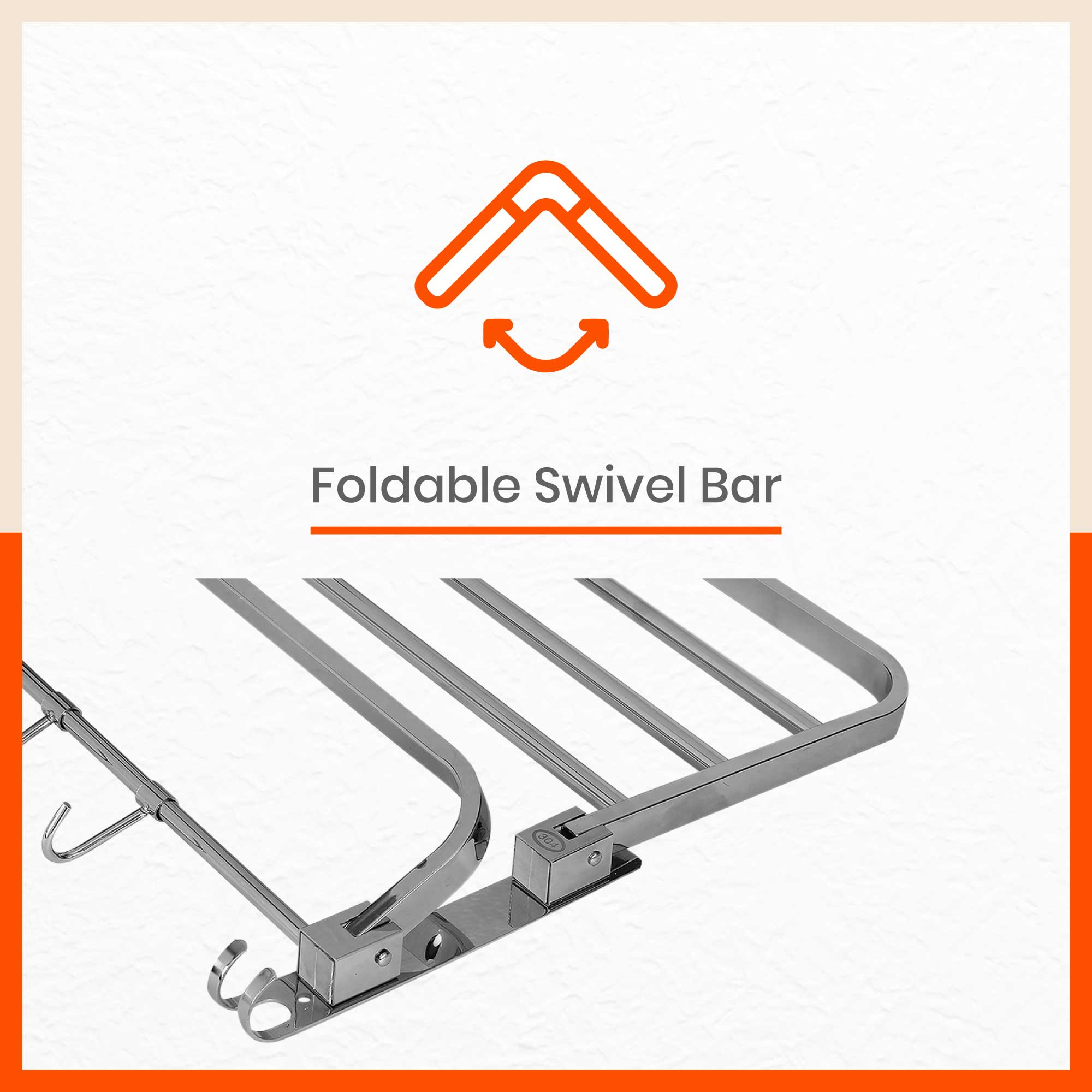 Dorado Double Folding Stainless Steel Towel Rack / Holder/ Stand for Home (24 inches)