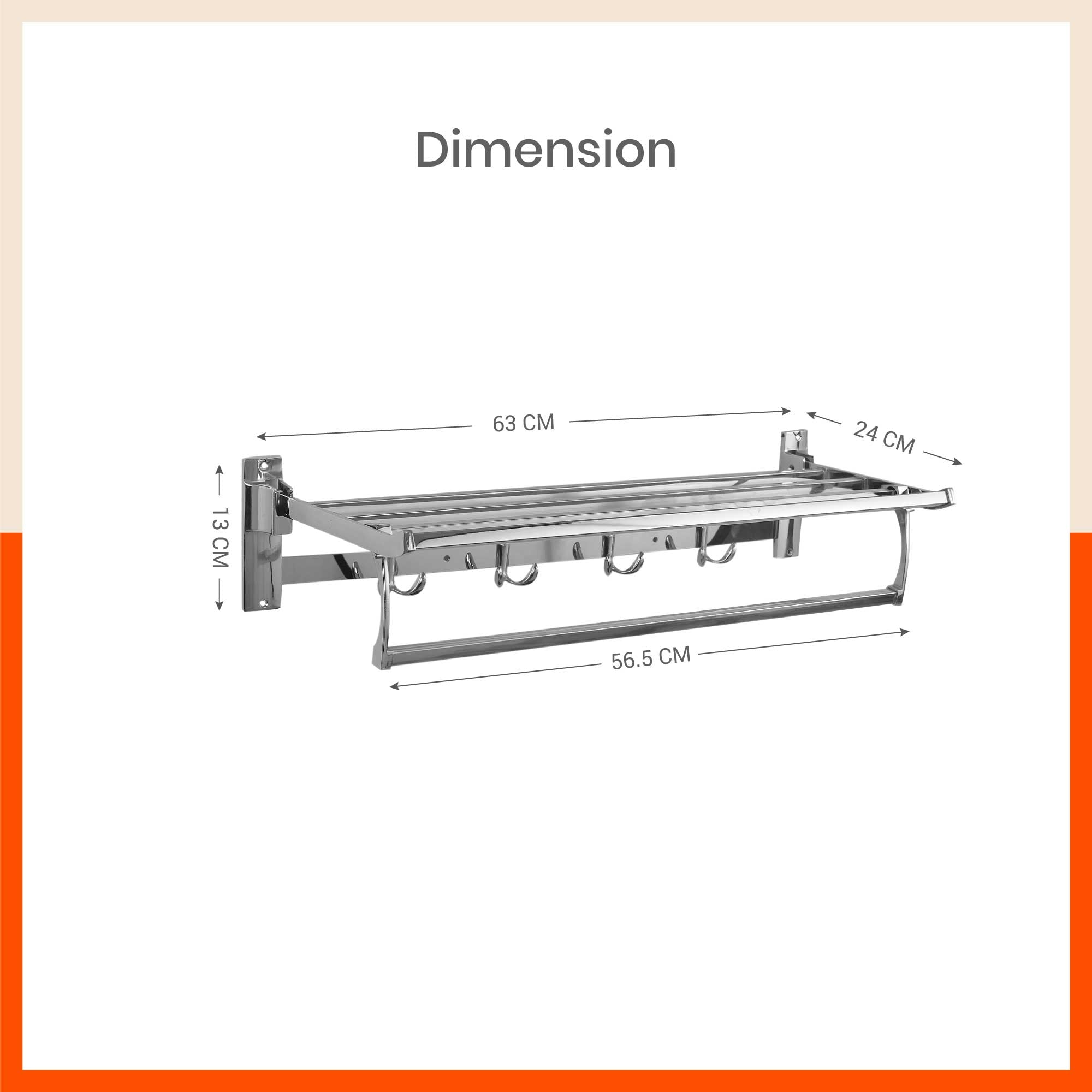 Dorado Square Stainless Steel Towel Rack / Holder / Stand For Home (Large - 24 inches)