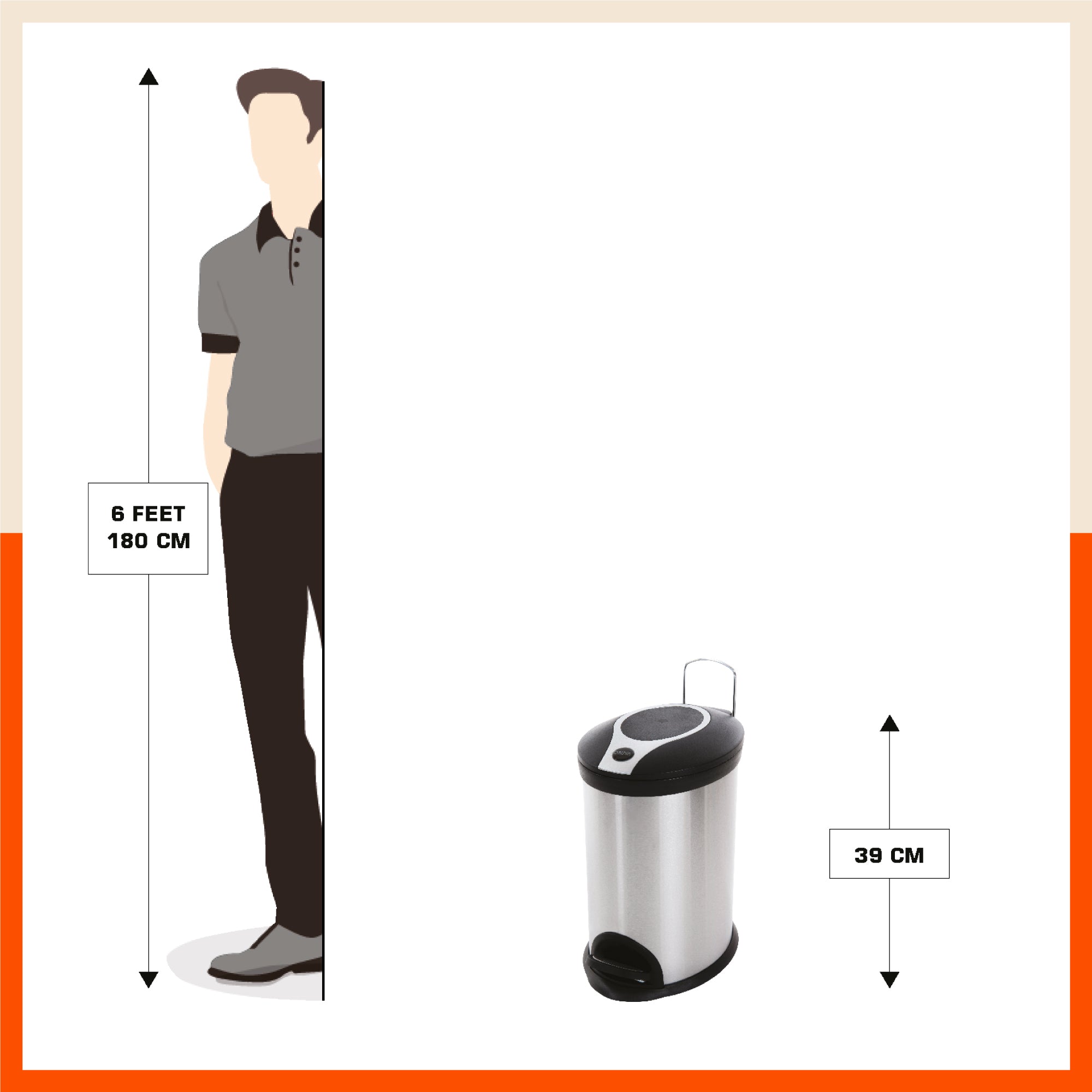 Bathla Silver and Black Stainless Steel Step Bin For Home (12 Ltrs)