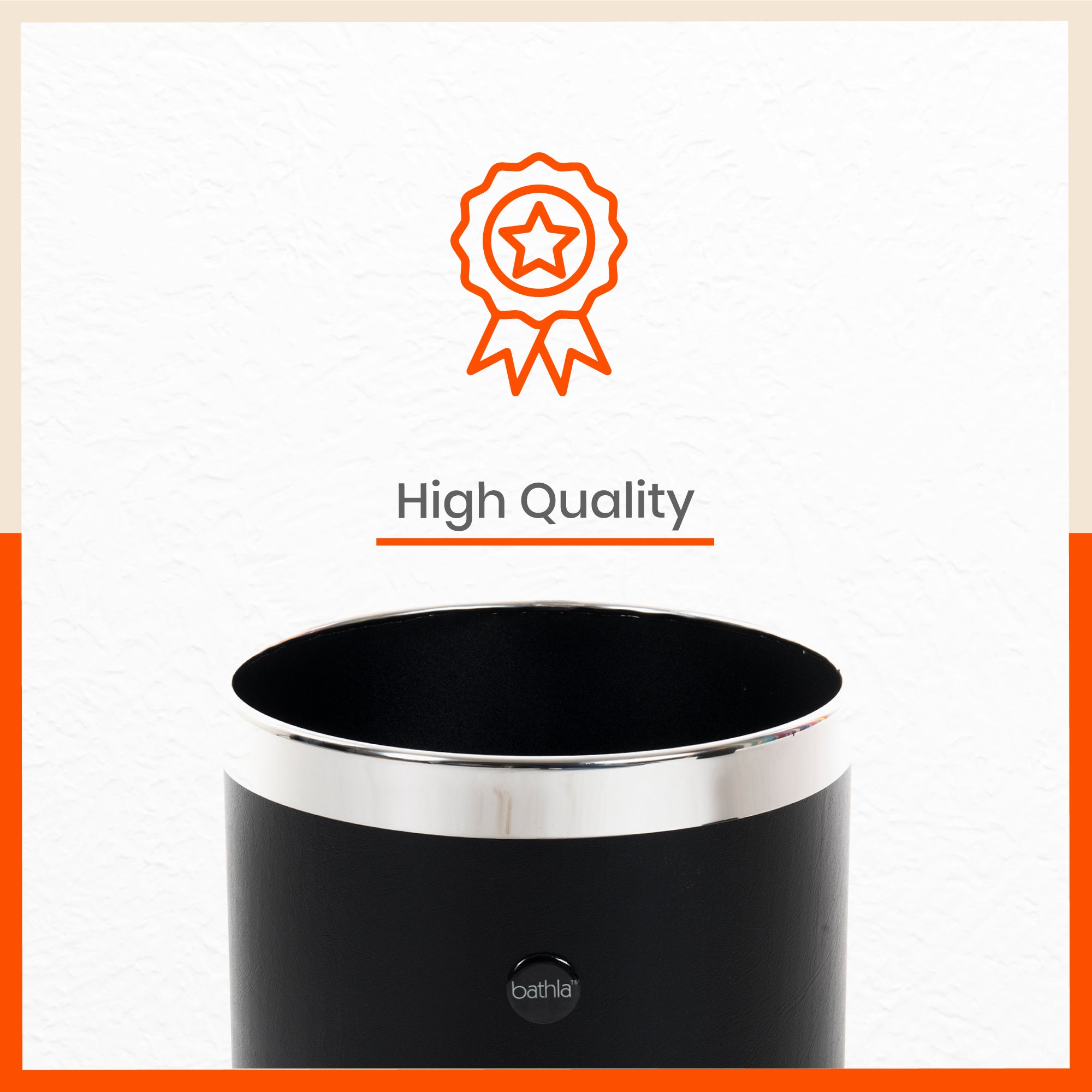 Bathla Eleganza Dustbin For Home - Black Leather (8 L)