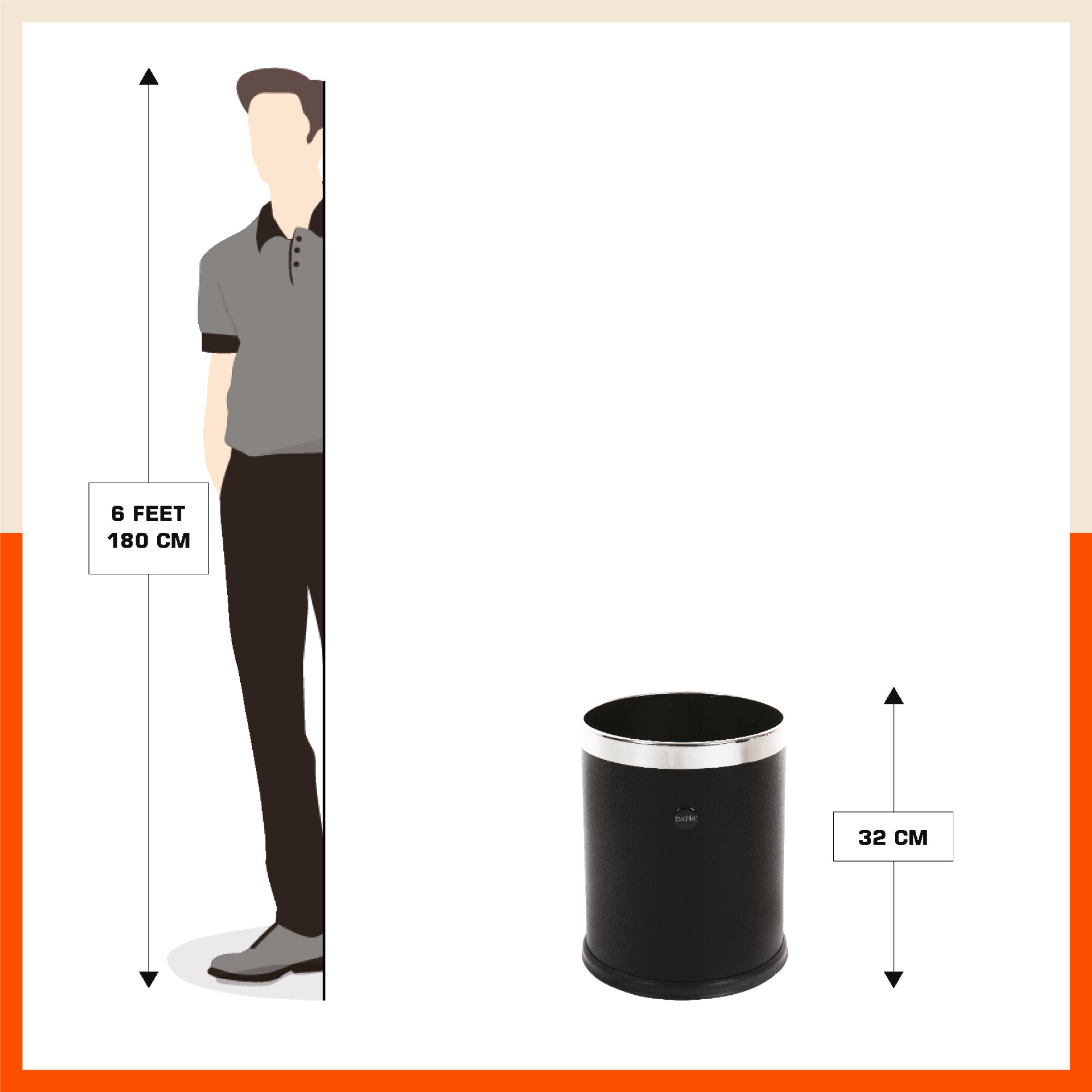 Bathla Eleganza Dustbin For Home - Black Leather (8 L)