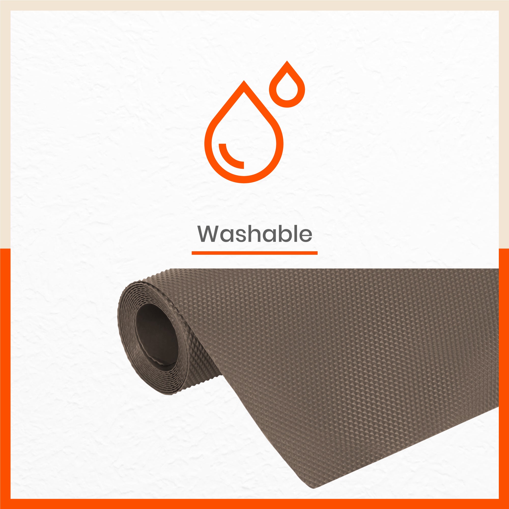 Vega Multipurpose Diamond Texture Shelf Liner | Brown (45 cm X 150 cm 380 GSM)