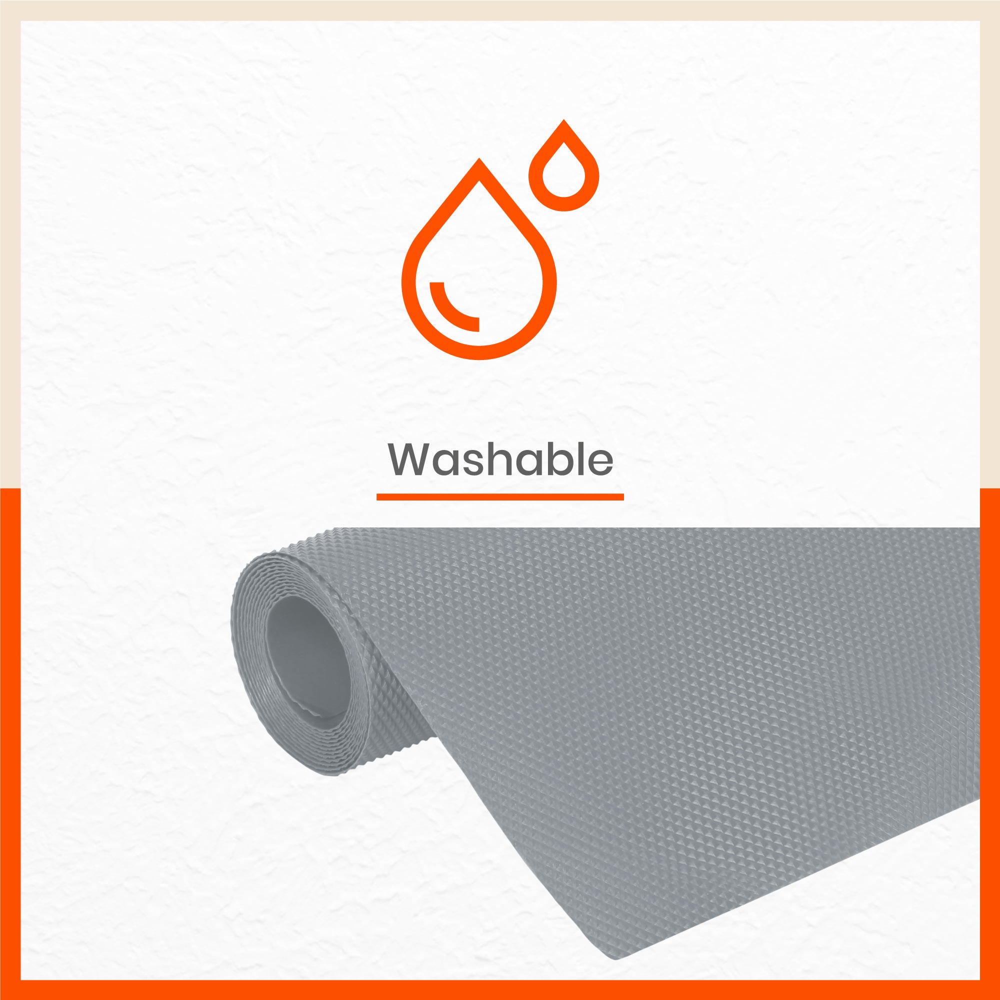 Vega Multipurpose Diamond Texture Shelf Liner | Light Grey (60 cm X 300 cm 380 GSM)
