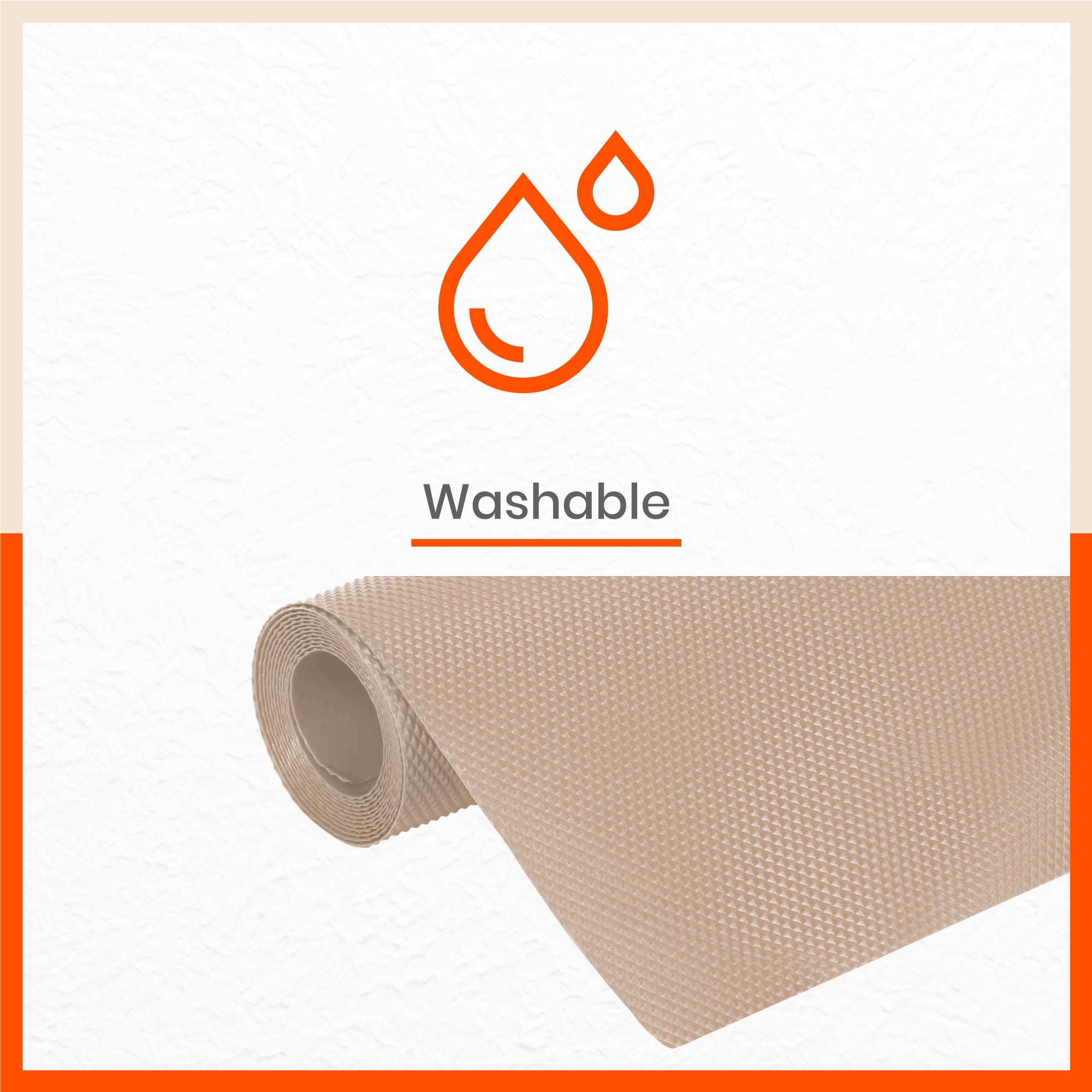 Vega Multipurpose Diamond Texture Shelf Liner | Beige ( 45cm X 300cm 380 GSM)