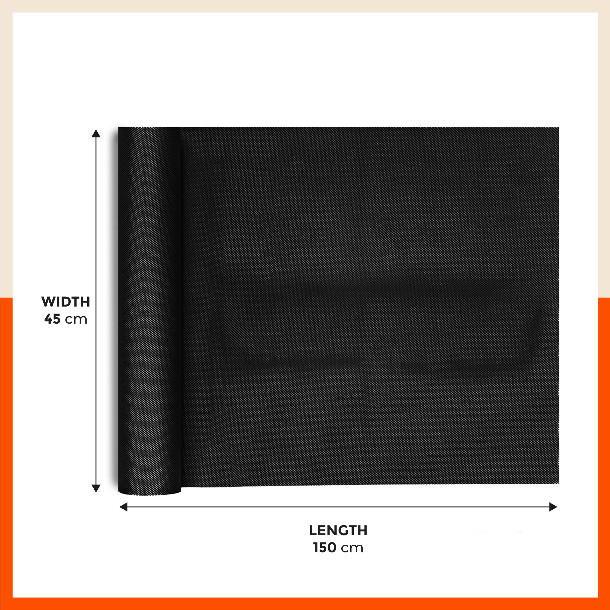 Vega Multipurpose Diamond Texture Shelf Liner | Black ( 45cm X 150cm 380 GSM)