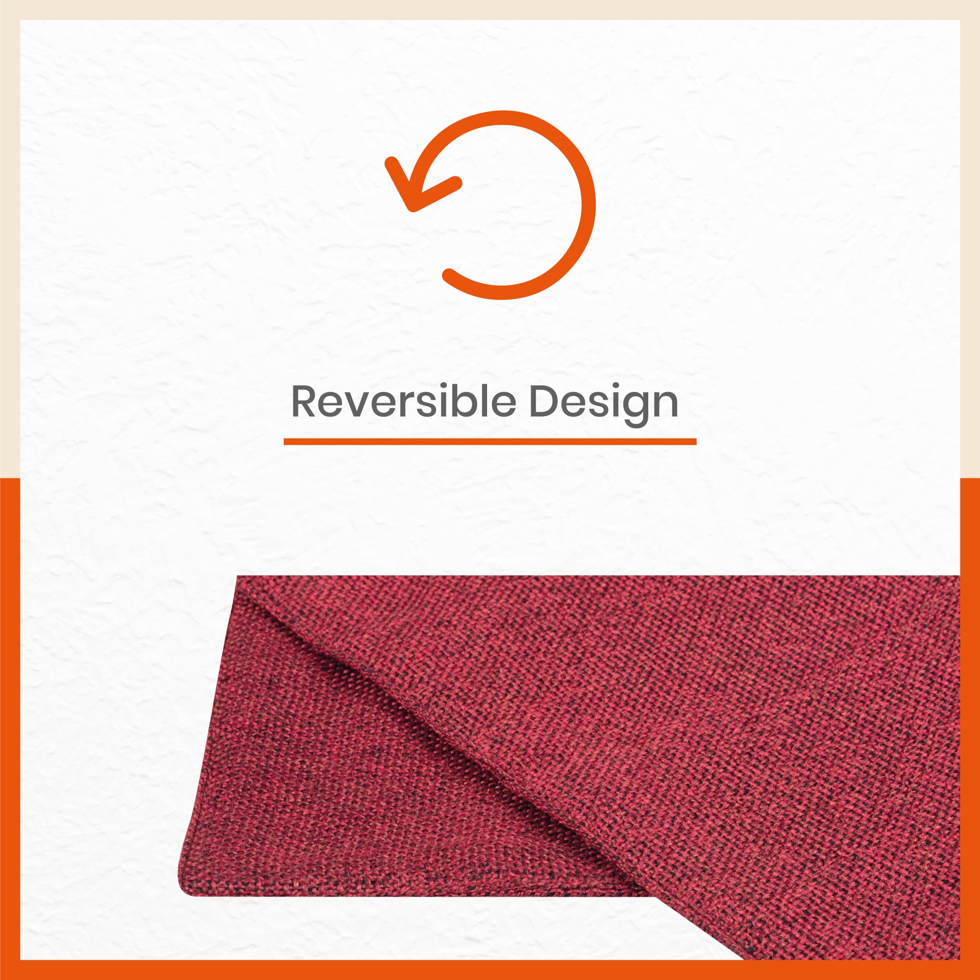 Vera Premium Jute Table Mats / Placemats for Home Dining Table | Reversible | (Red - Set of 6 - 45cm x 30cm)